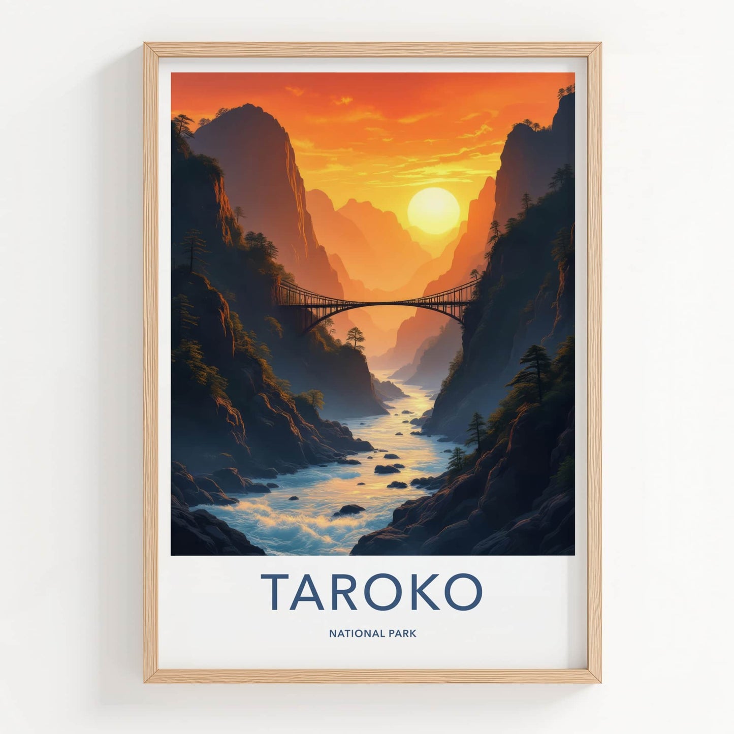 Taroko National Park Poster - Taiwan Travel Art - Canyon River Sunset Home Decor