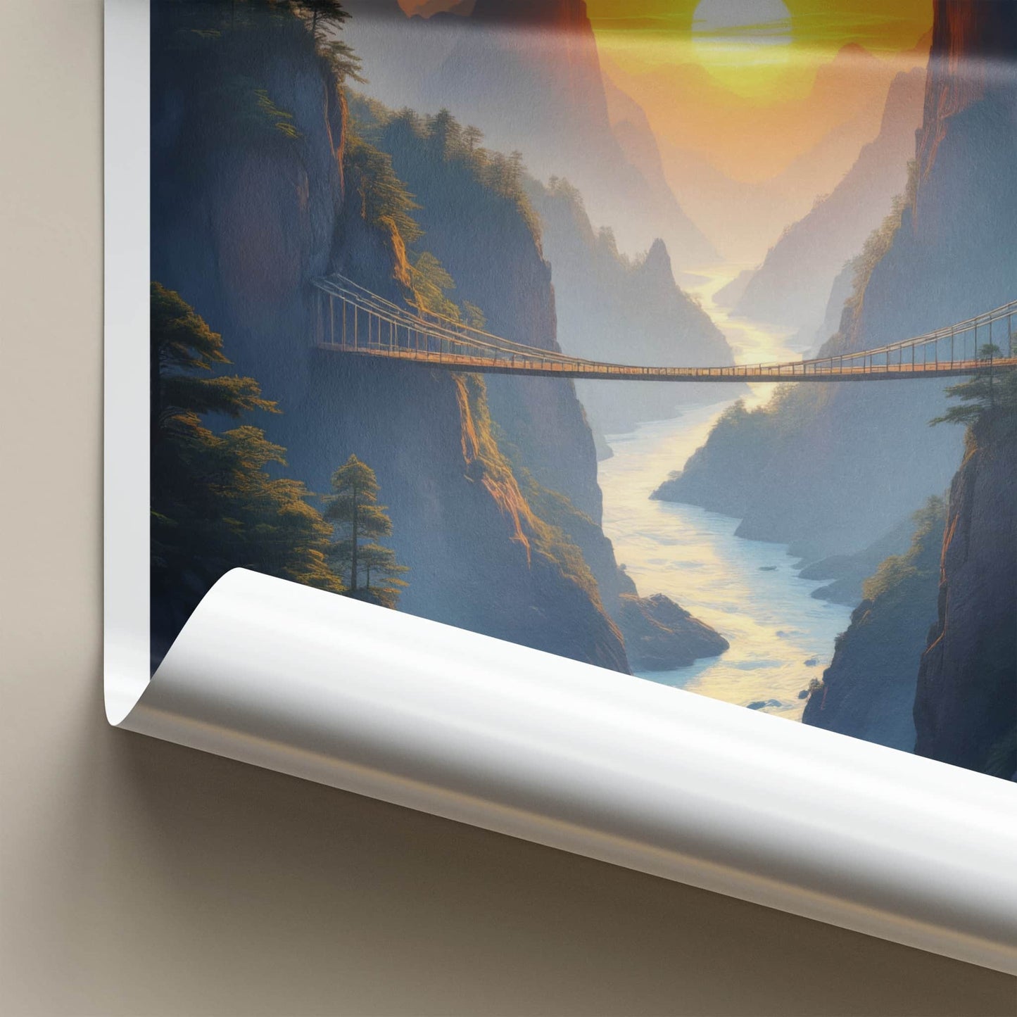 Taroko National Park Poster - Taiwan Travel Print - Canyon River Bridge Wall Decor