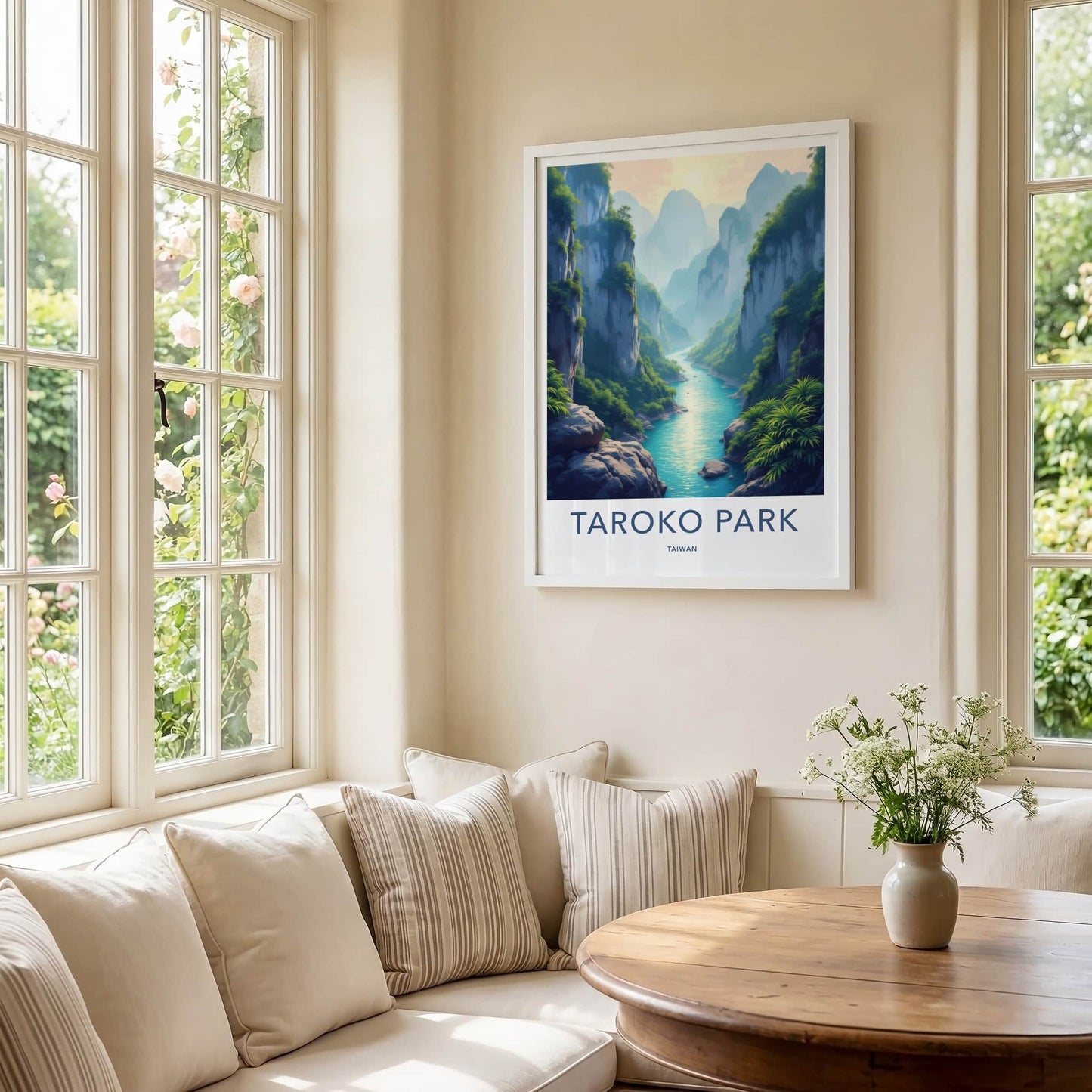 Taroko Park Poster - Taiwan Art Print - Mountain River Gorge Home Decor