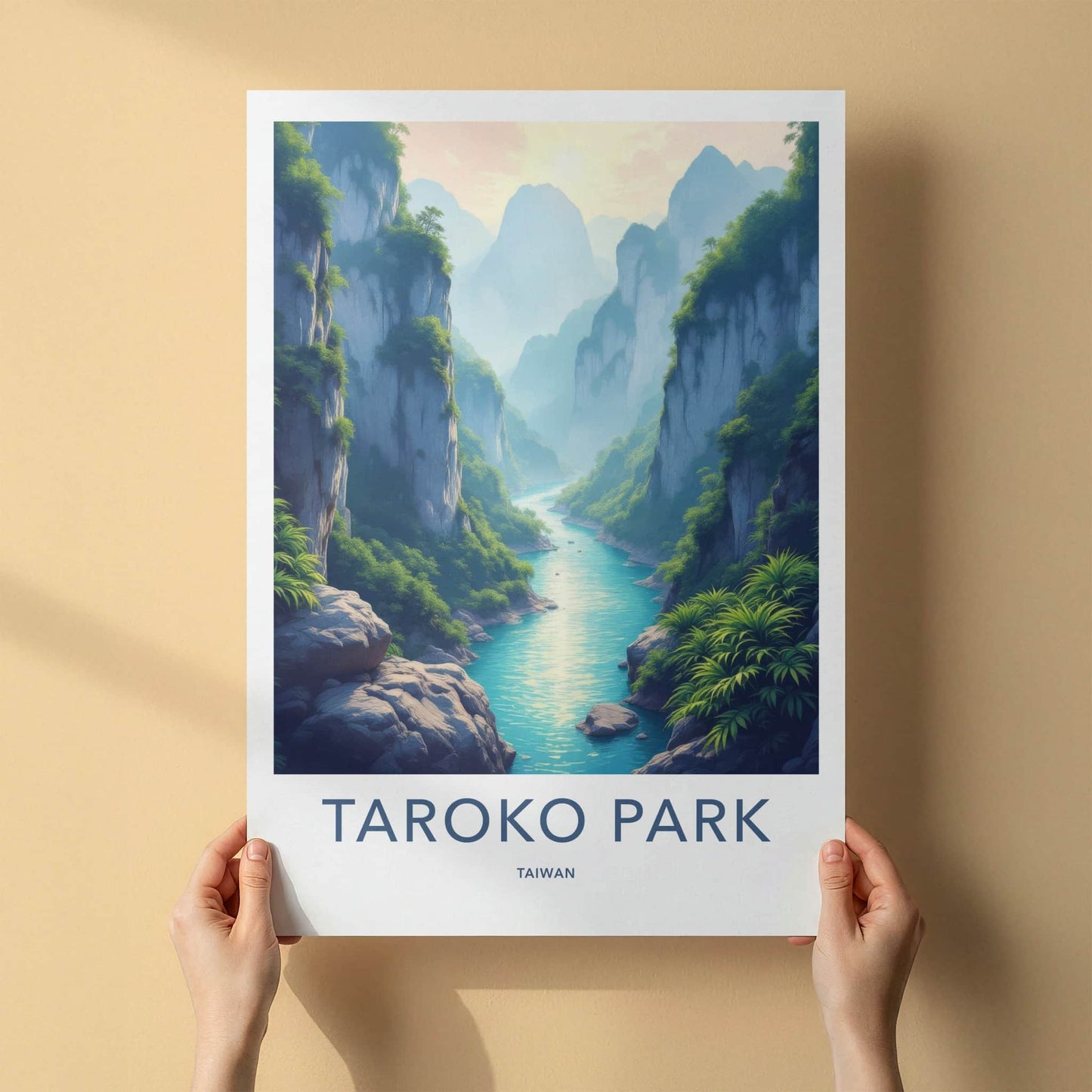 Taroko Park Poster - Taiwan Art Print - Mountain River Gorge Home Decor
