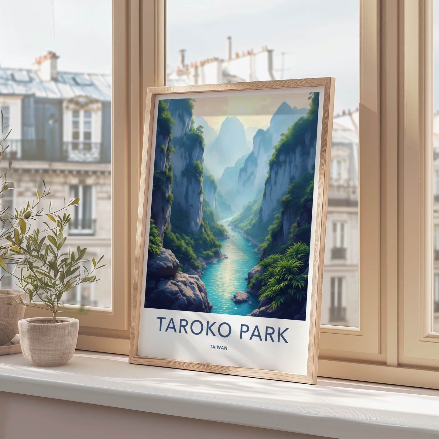 Taroko Park Poster - Taiwan Art Print - Mountain River Gorge Home Decor