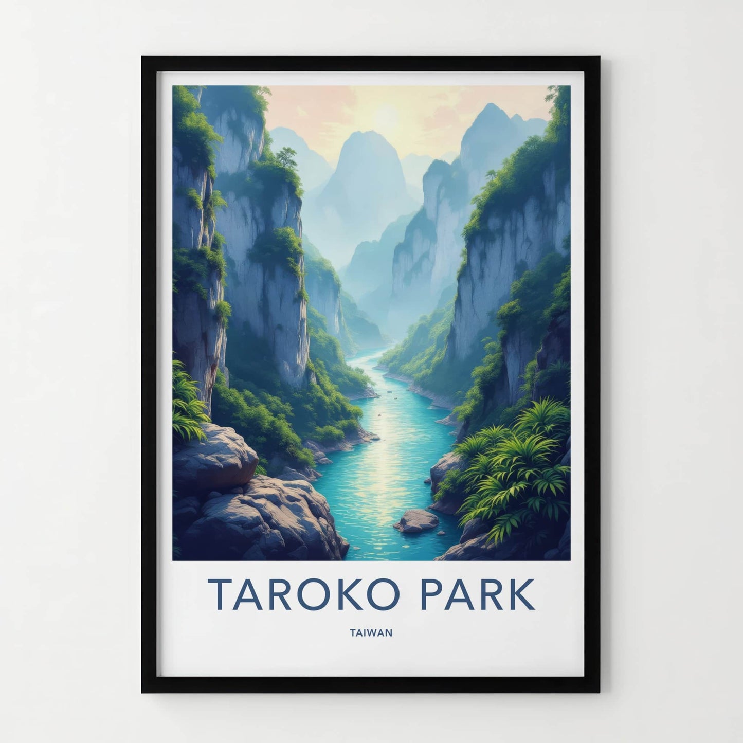 Taroko Park Poster - Taiwan Art Print - Mountain River Gorge Home Decor