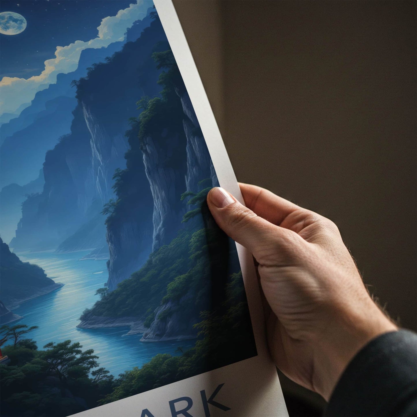 Taroko Park Poster - Taiwan Travel Art - Moonlit Temples River Home Decor
