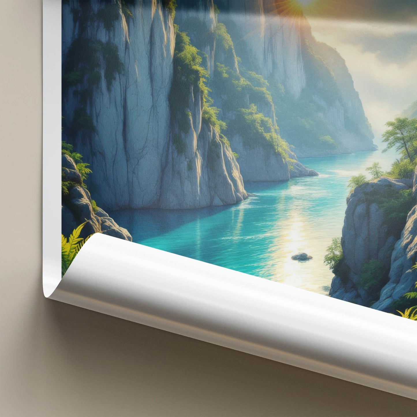 Taroko Park Poster - Taiwan Travel Print - Sunlit River Canyon Home Decor