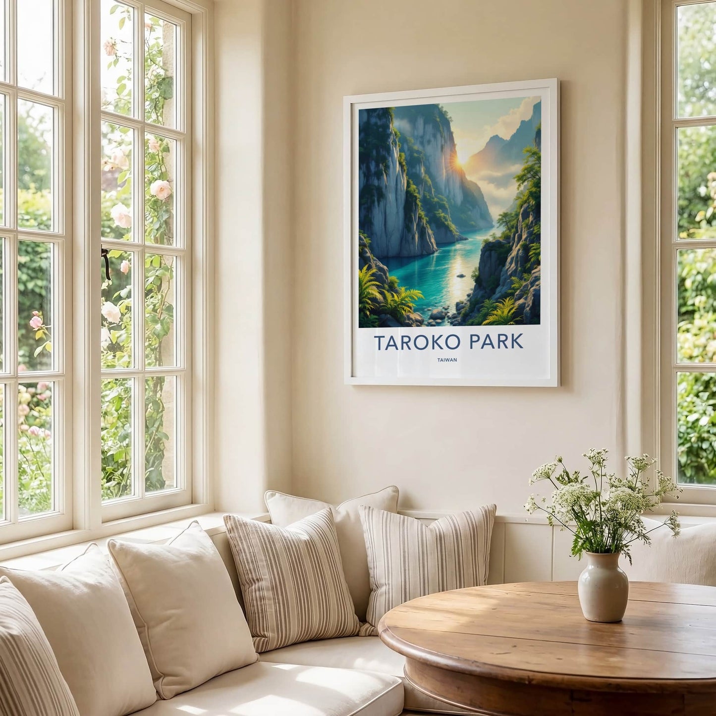 Taroko Park Poster - Taiwan Travel Print - Sunlit River Canyon Home Decor