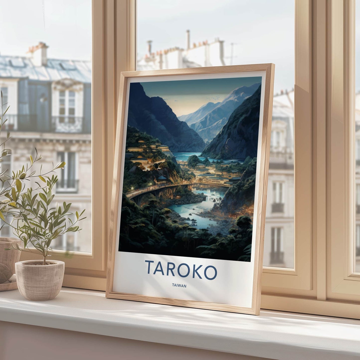 Taroko Poster - Taiwan Framed Print - Illuminated River Gorge Gallery Art