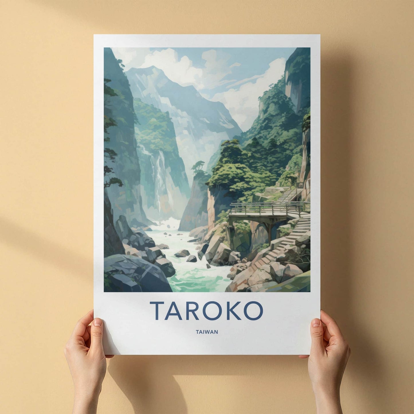 TAROKO Poster - Taiwan Framed Print - Towering Cliffs River Framed Decor
