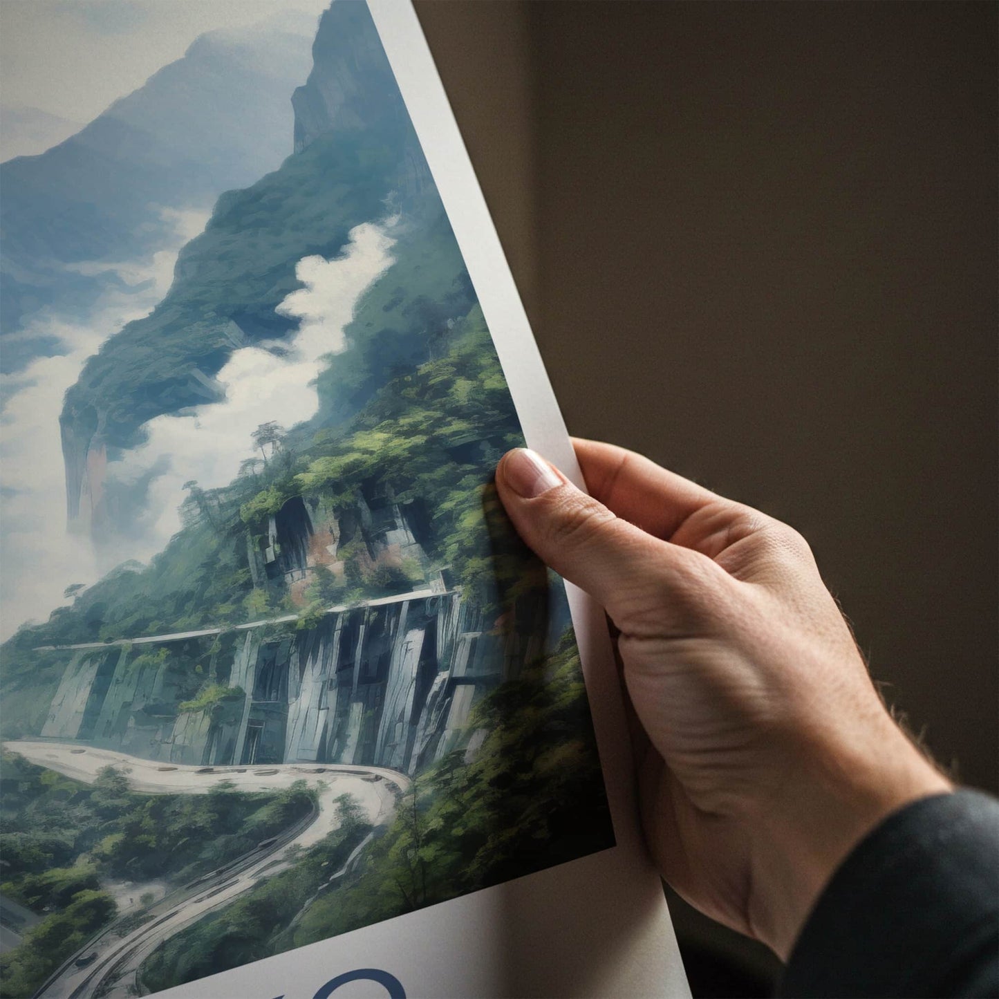 Taroko Poster - Taiwan Travel Art - Misty Mountain Gorge Home Decor