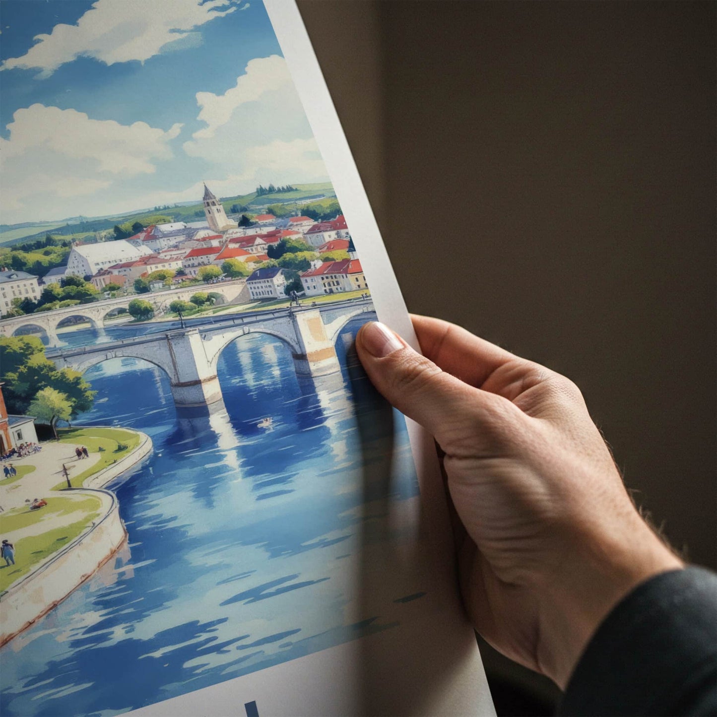 Tartu Poster - Estonia Travel Art - Arched Bridge Buildings Home Decor