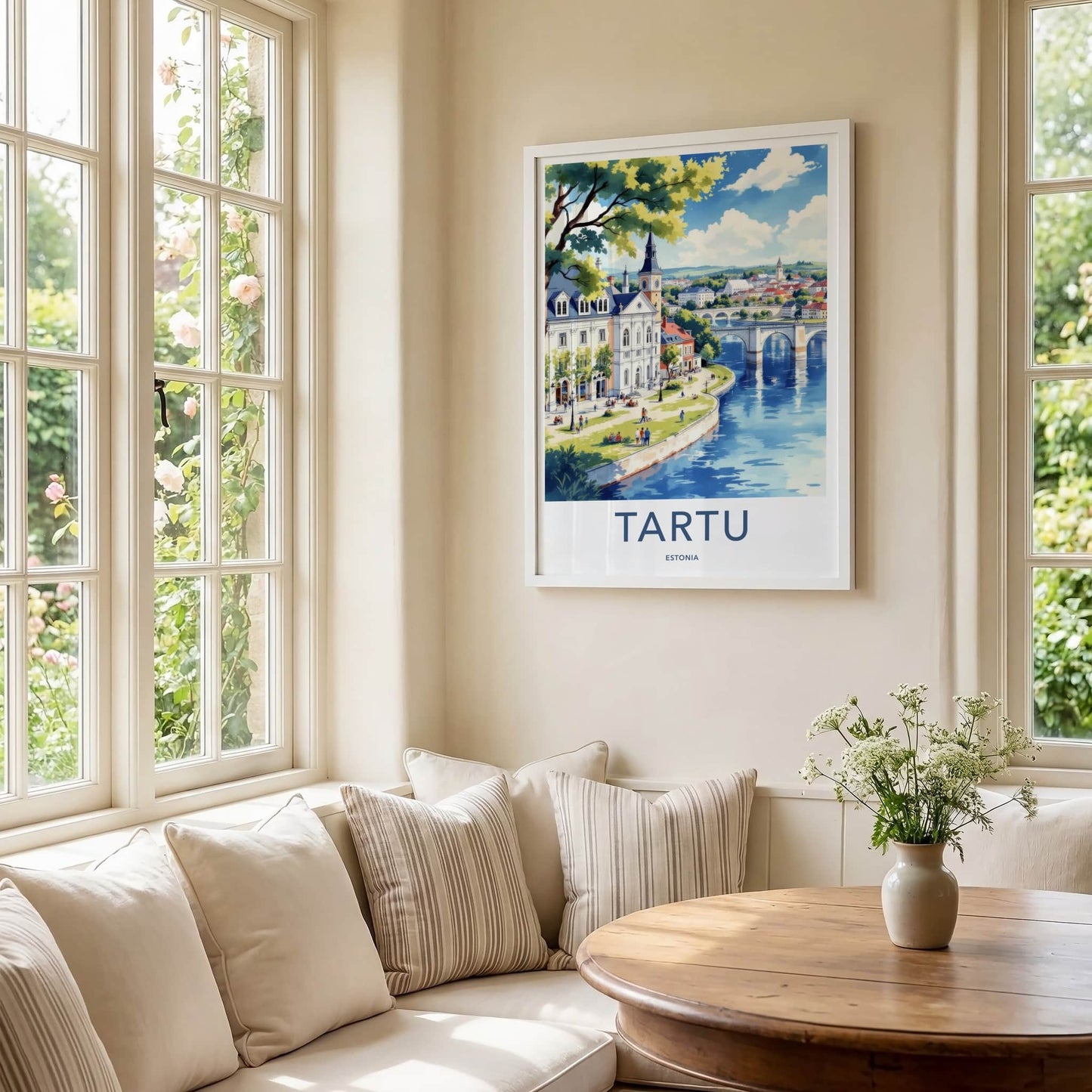 Tartu Poster - Estonia Travel Art - Arched Bridge Buildings Home Decor