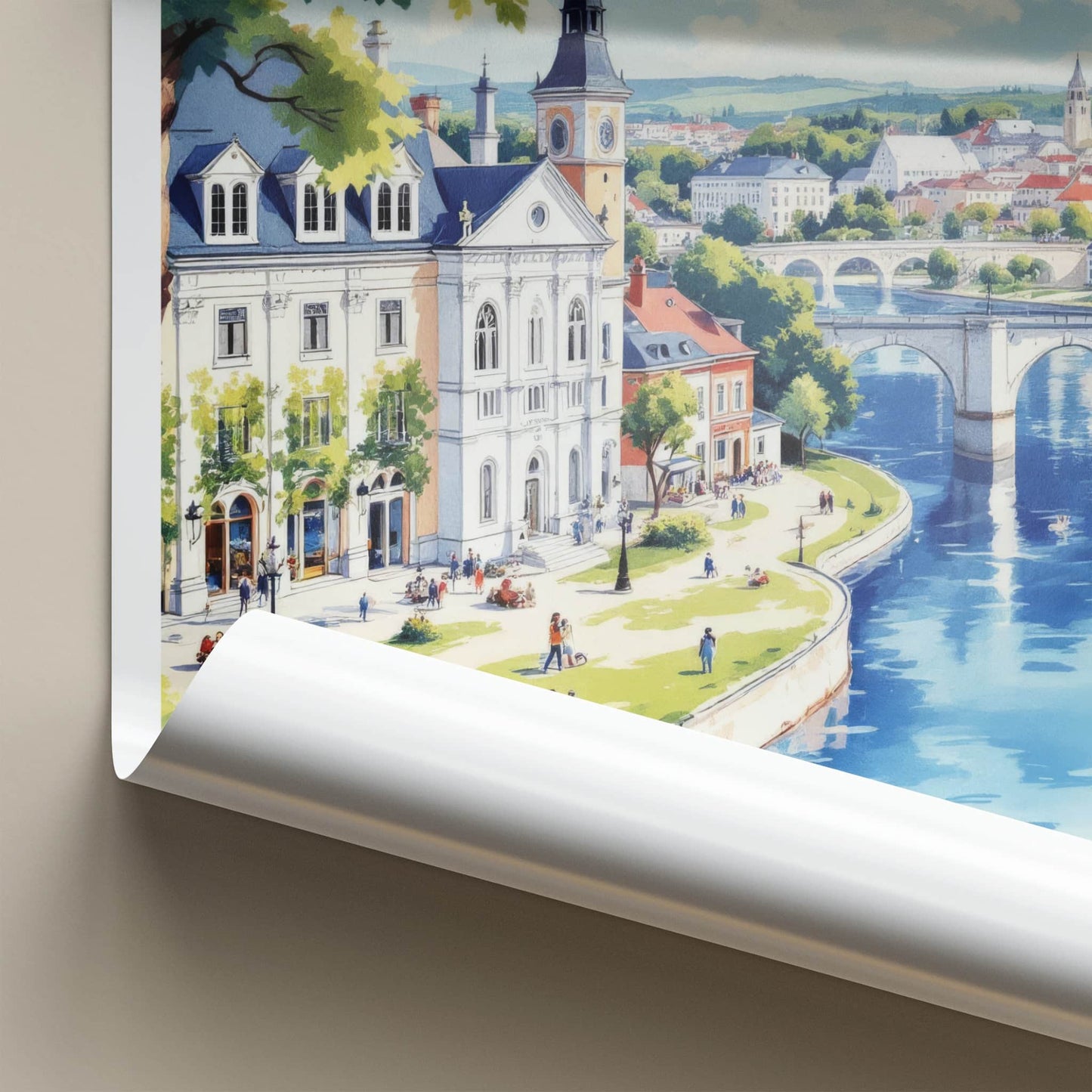 Tartu Poster - Estonia Travel Art - Arched Bridge Buildings Home Decor