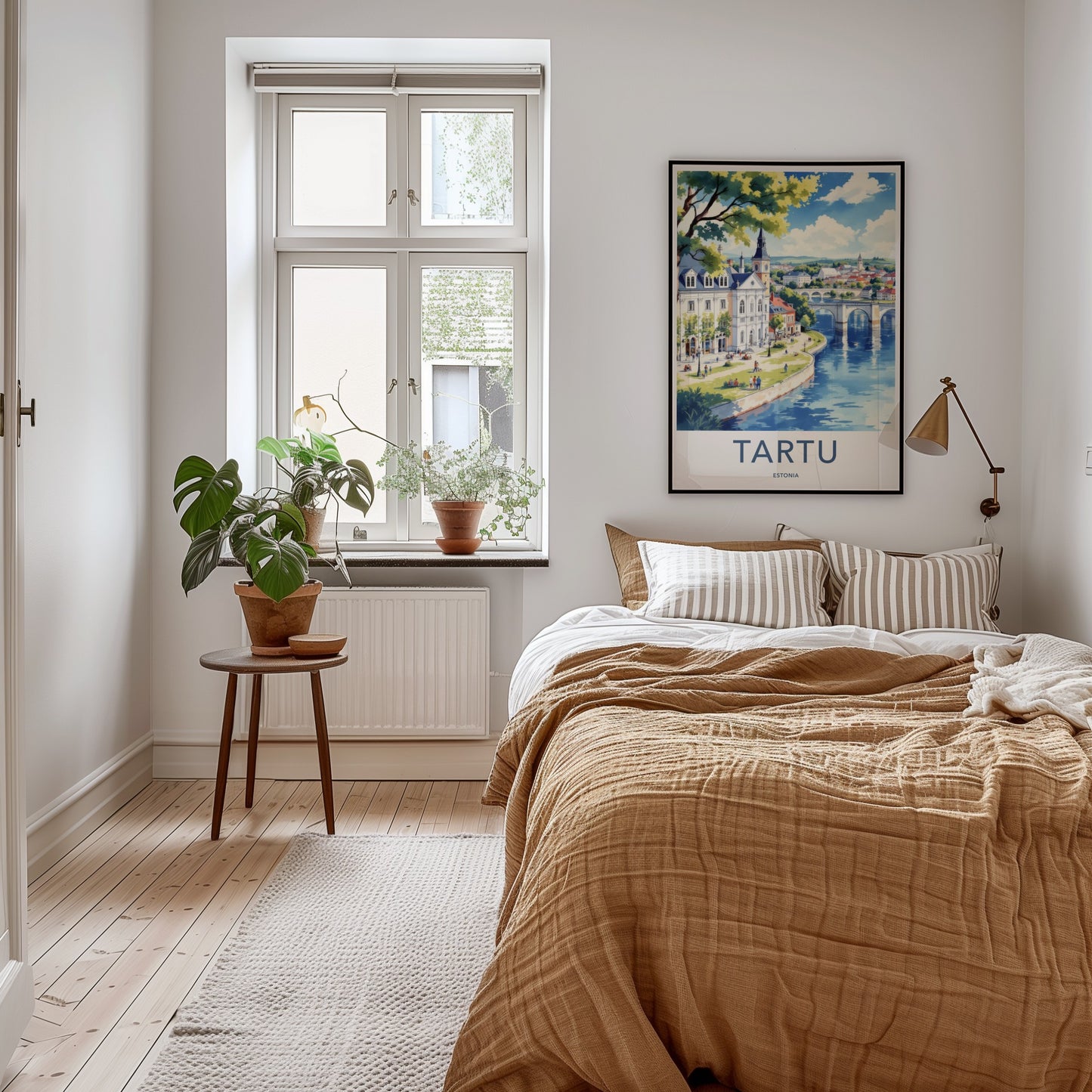 Tartu Poster - Estonia Travel Art - Arched Bridge Buildings Home Decor