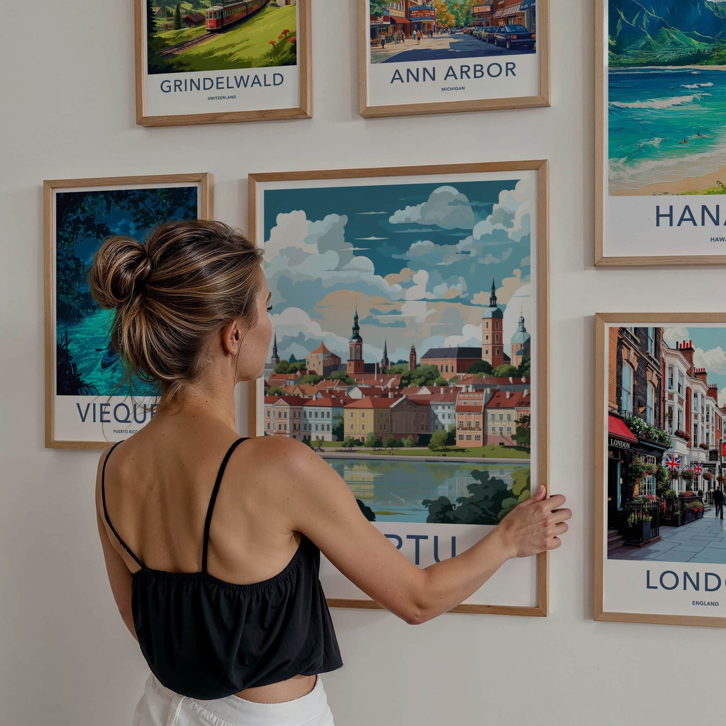 Tartu Poster - Estonia Travel Art - Colorful Town River Home Decor