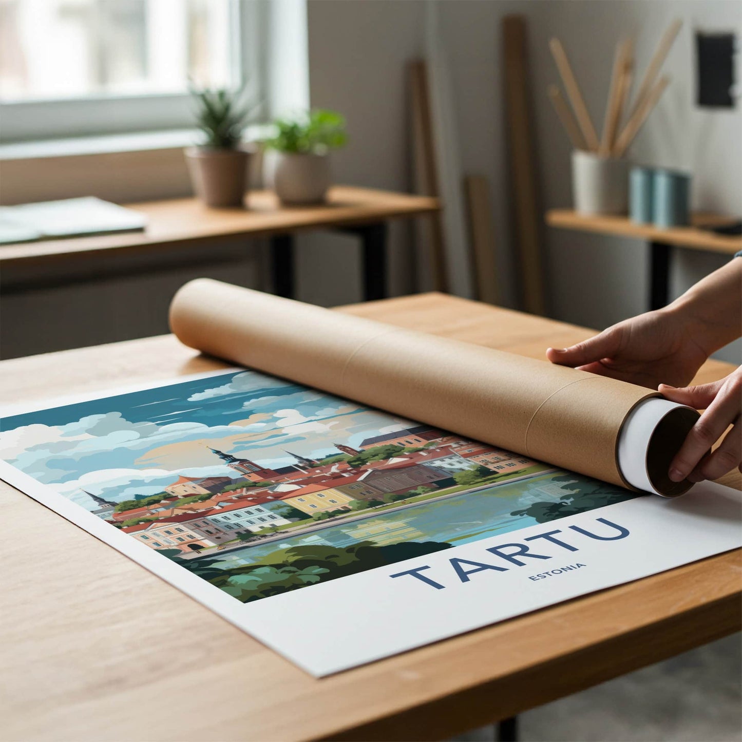 Tartu Poster - Estonia Travel Art - Colorful Town River Home Decor