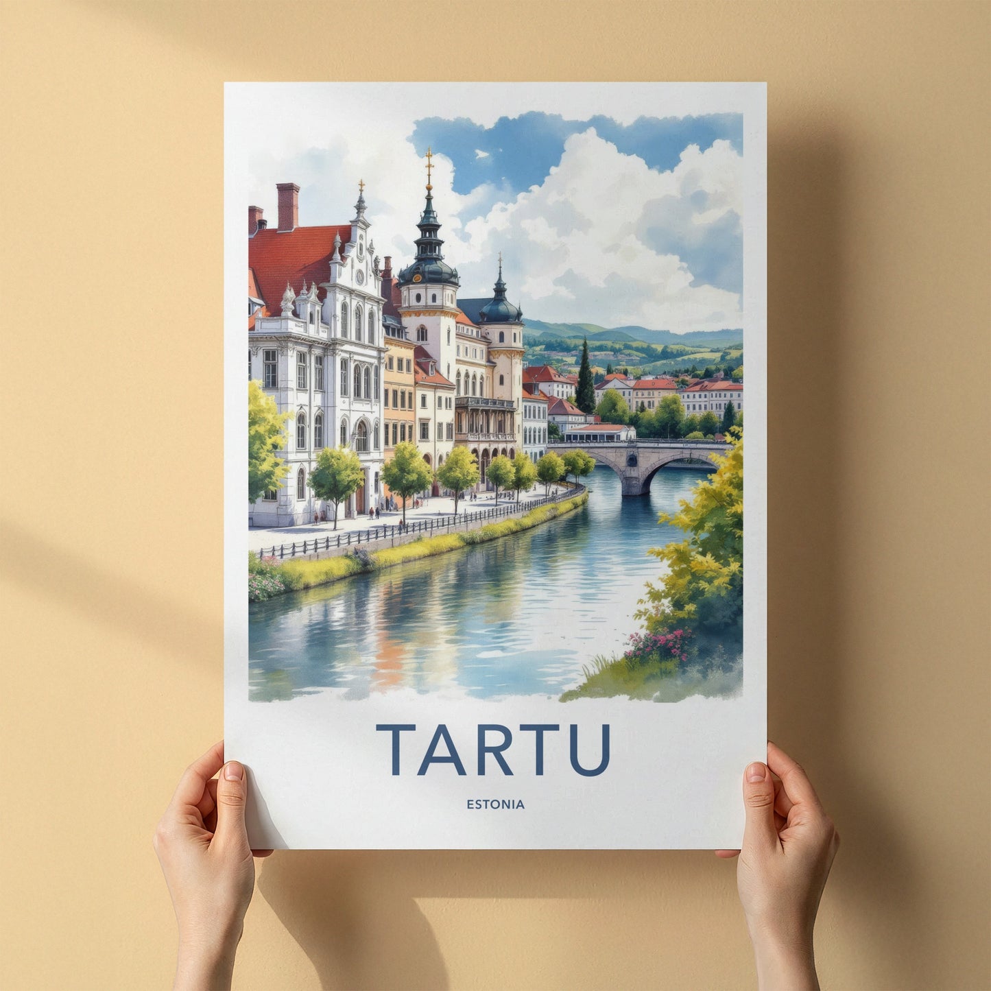 Tartu Poster - Estonia Travel Art - Historic City River Home Decor