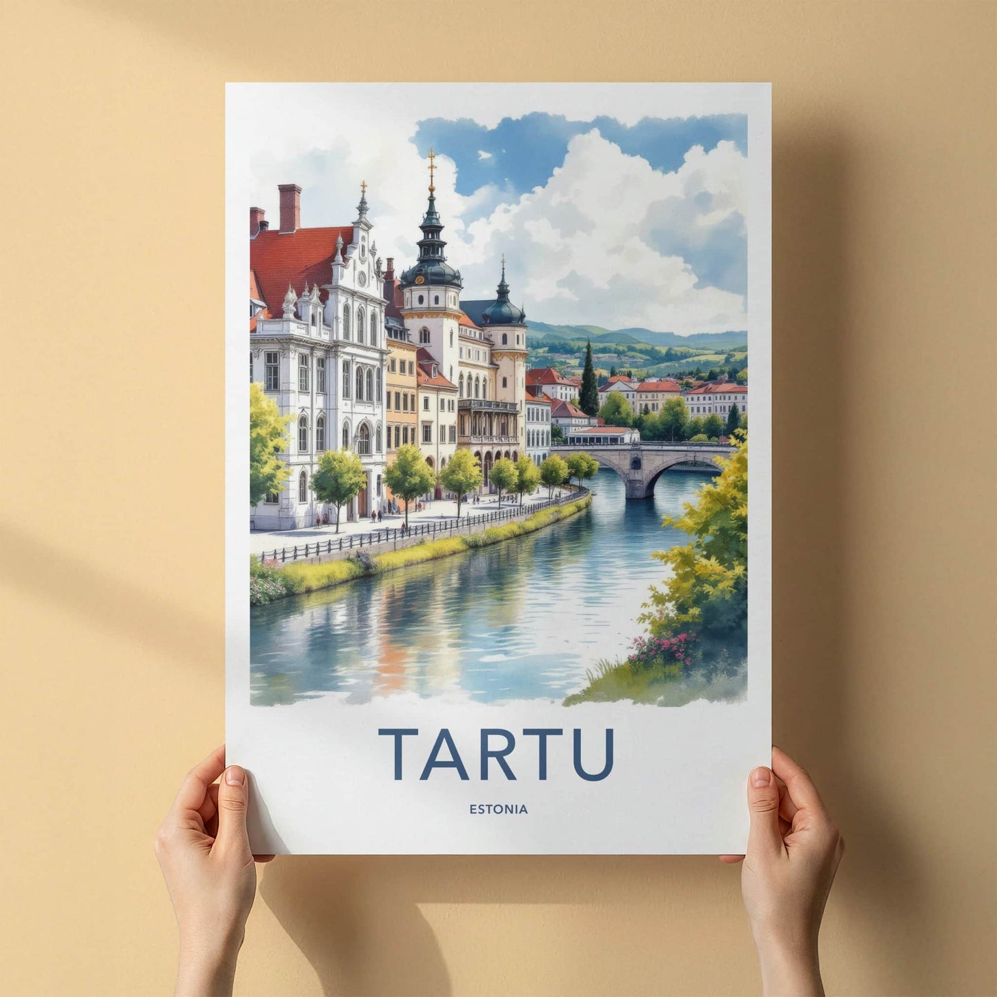 Tartu Poster - Estonia Travel Art - Historic City River Home Decor
