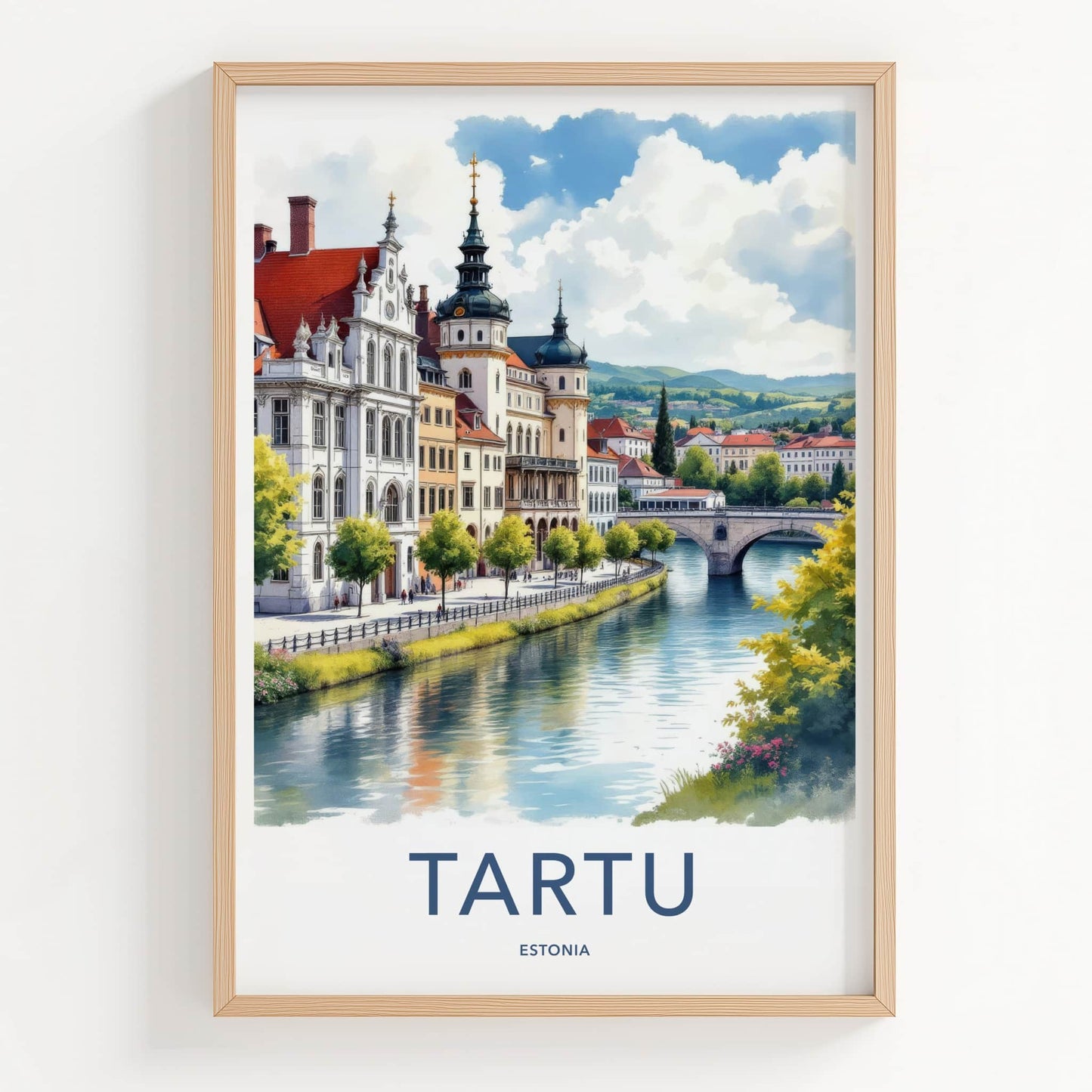Tartu Poster - Estonia Travel Art - Historic City River Home Decor