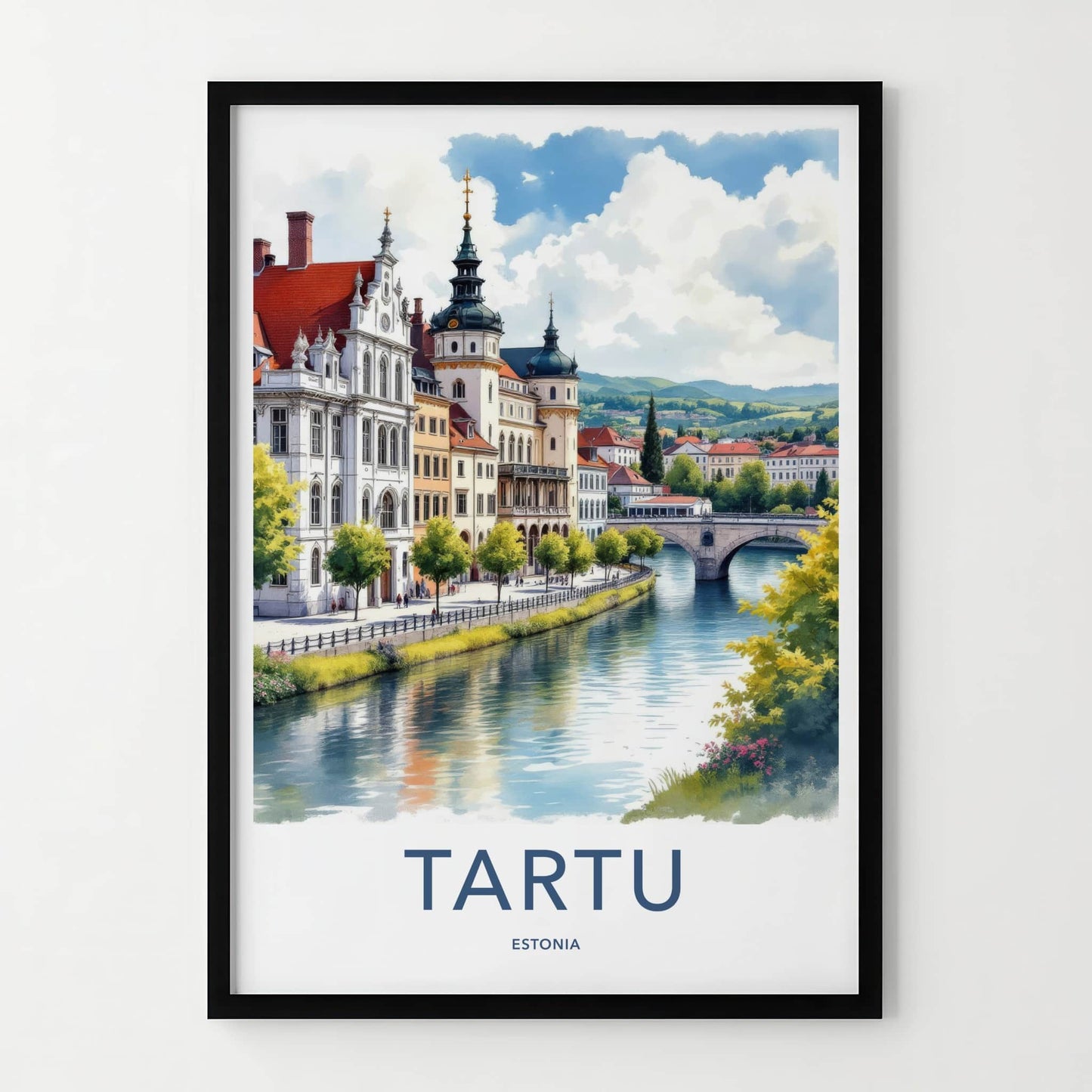 Tartu Poster - Estonia Travel Art - Historic City River Home Decor