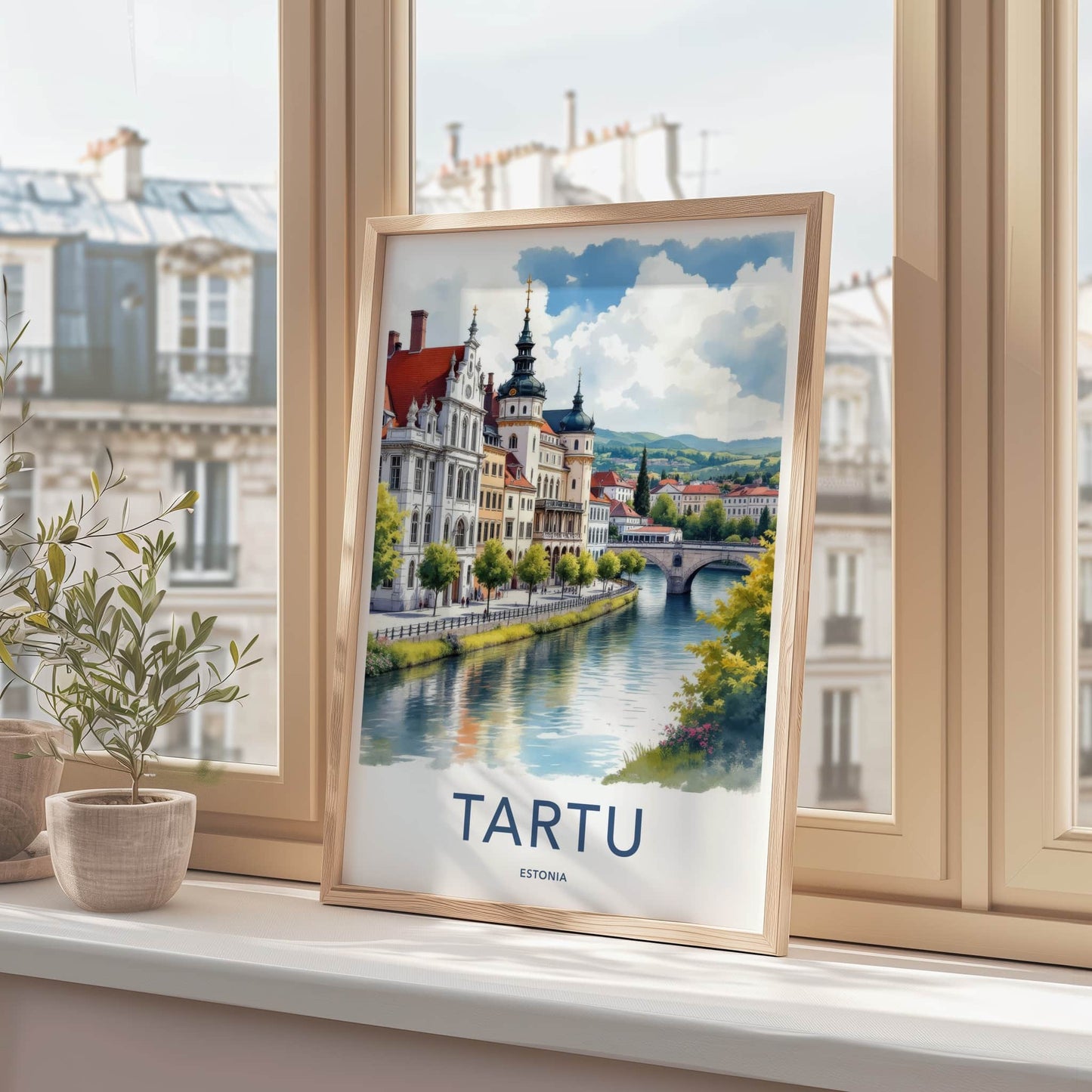 Tartu Poster - Estonia Travel Art - Historic City River Home Decor