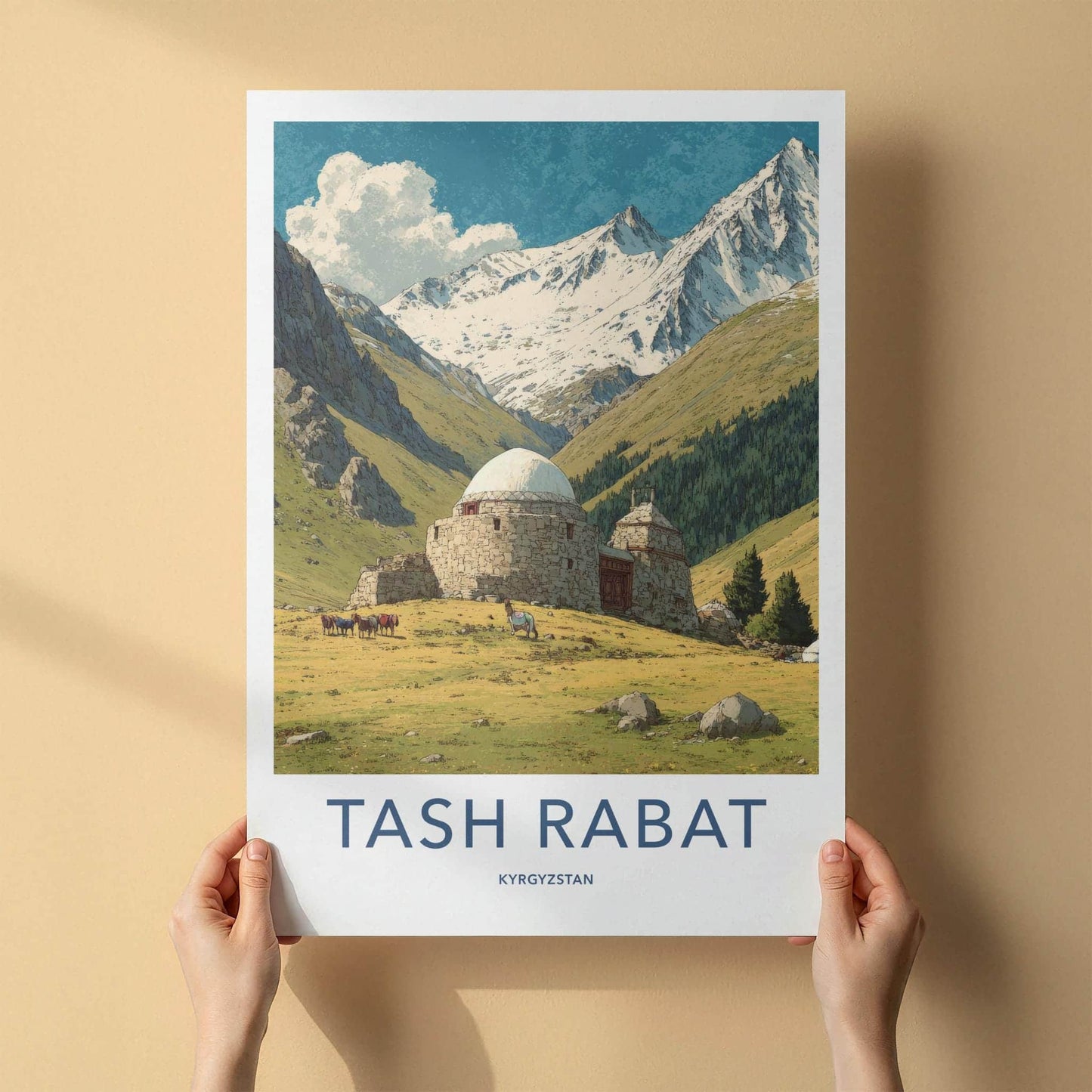 Tash Rabat Poster - Kyrgyzstan Travel Art - Ancient Stone Caravanserai Home Decor