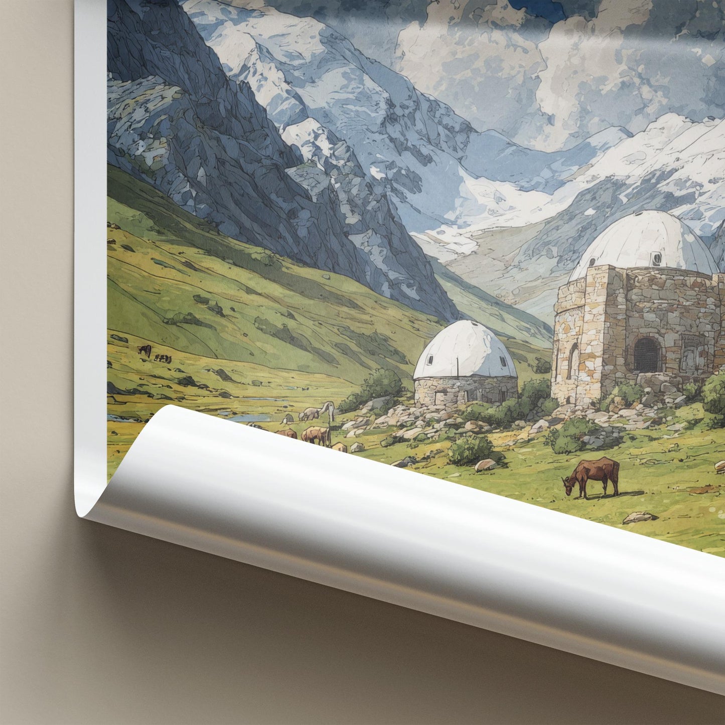 Tash Rabat Poster - Kyrgyzstan Travel Art - Ancient Stone Structure Home Decor