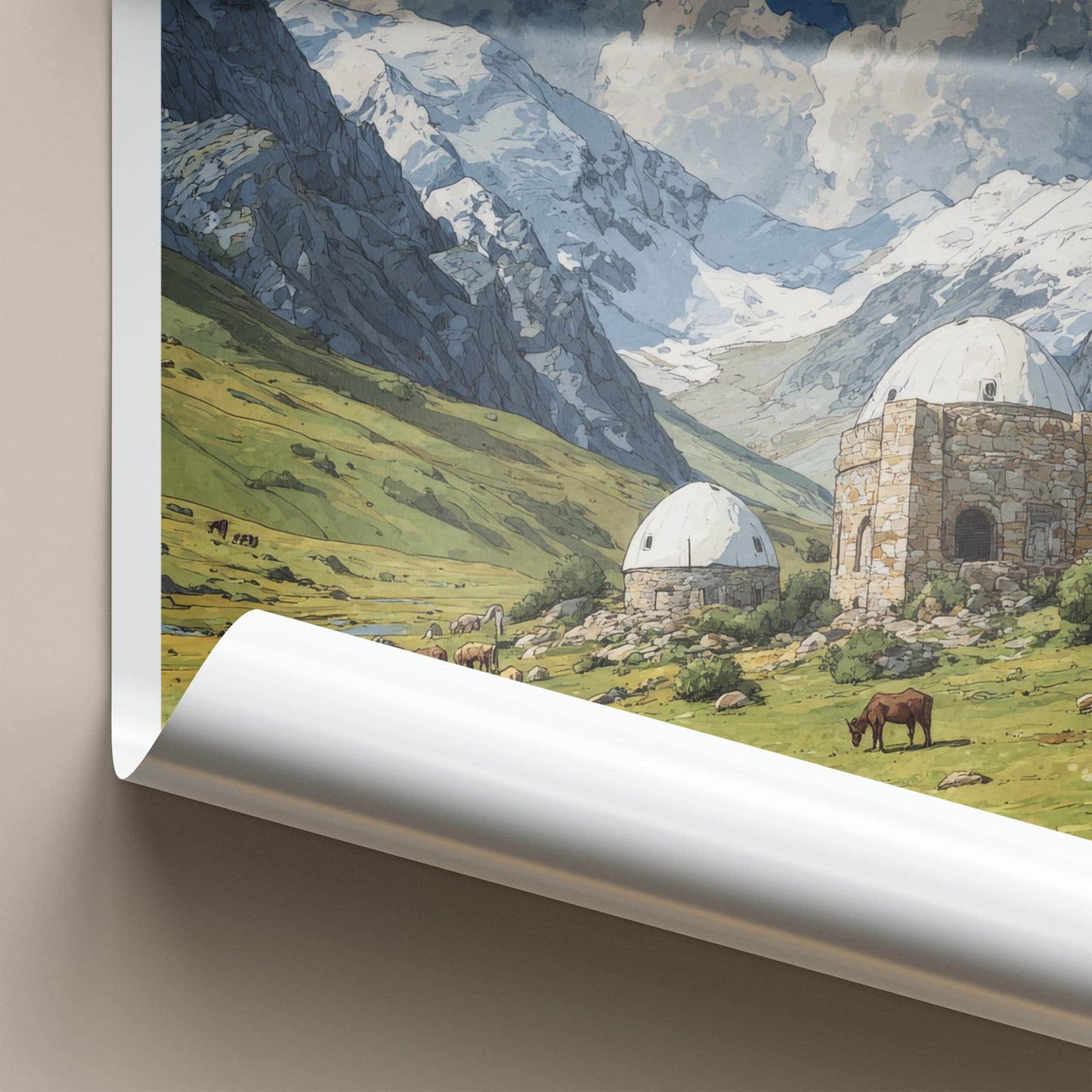 Tash Rabat Poster - Kyrgyzstan Travel Art - Ancient Stone Structure Home Decor