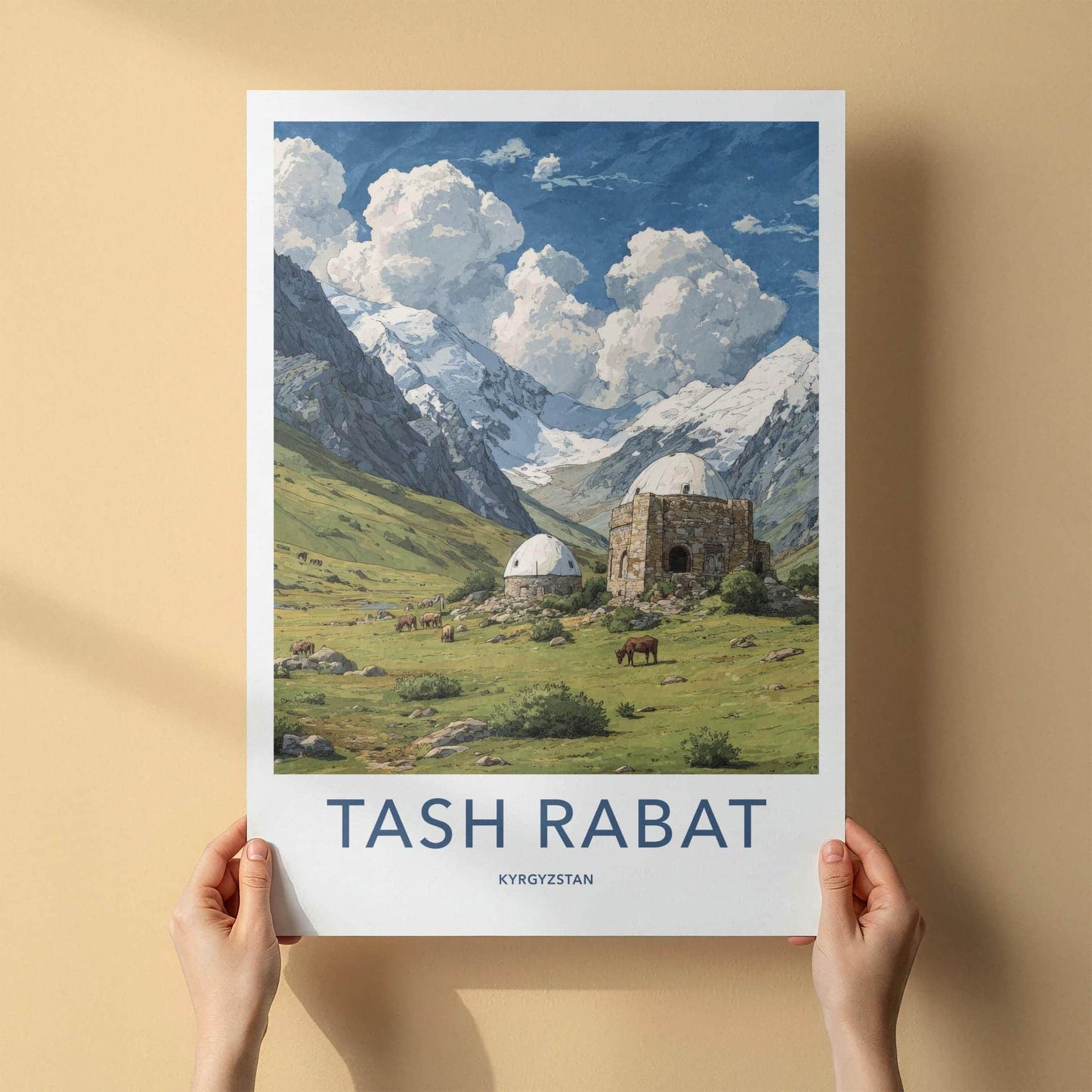 Tash Rabat Poster - Kyrgyzstan Travel Art - Ancient Stone Structure Home Decor