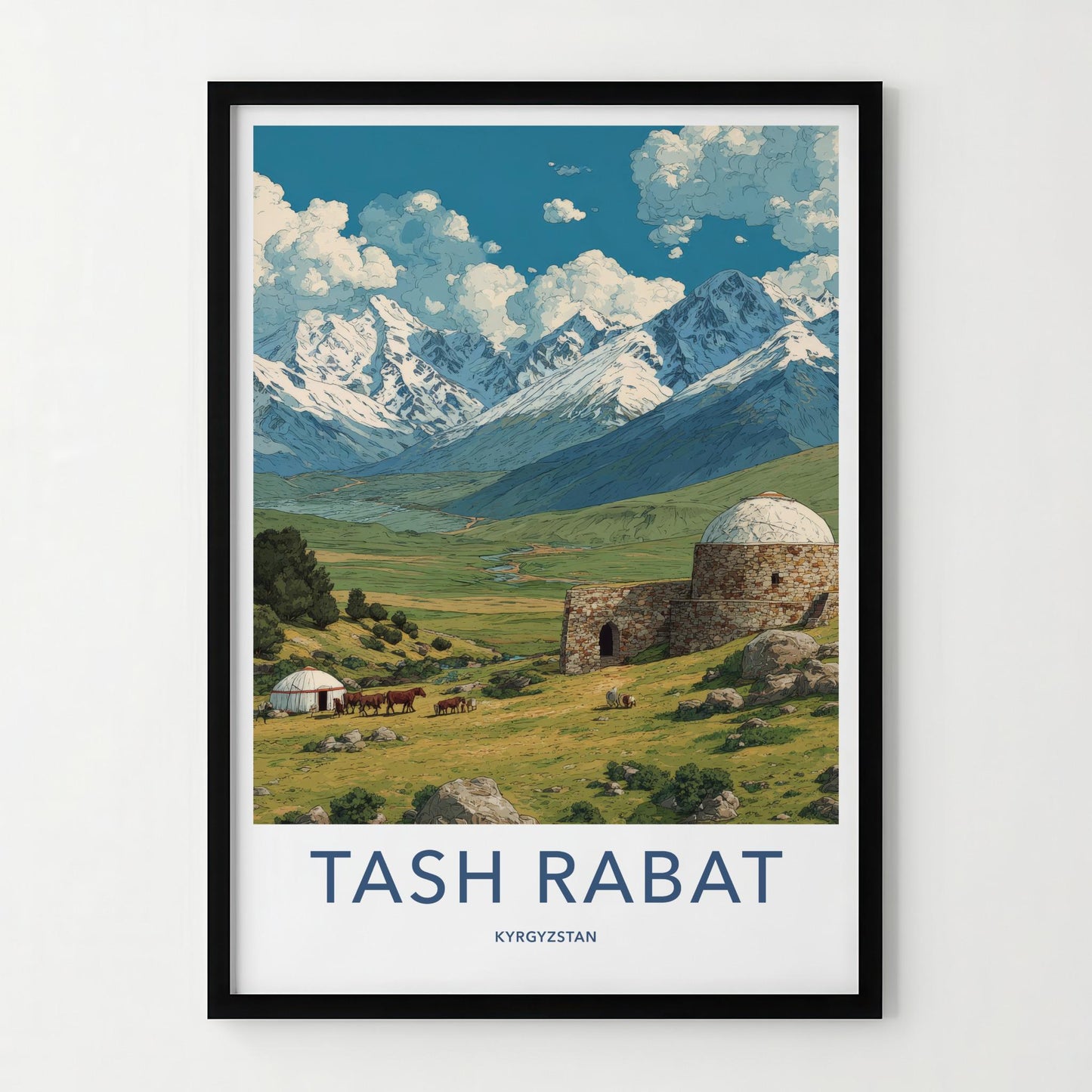 Tash Rabat Poster - Kyrgyzstan Travel Art - Stone Caravanserai Valley Home Decor