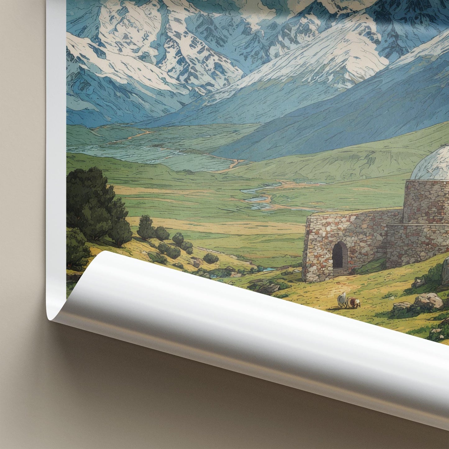 Tash Rabat Poster - Kyrgyzstan Travel Art - Stone Caravanserai Valley Home Decor