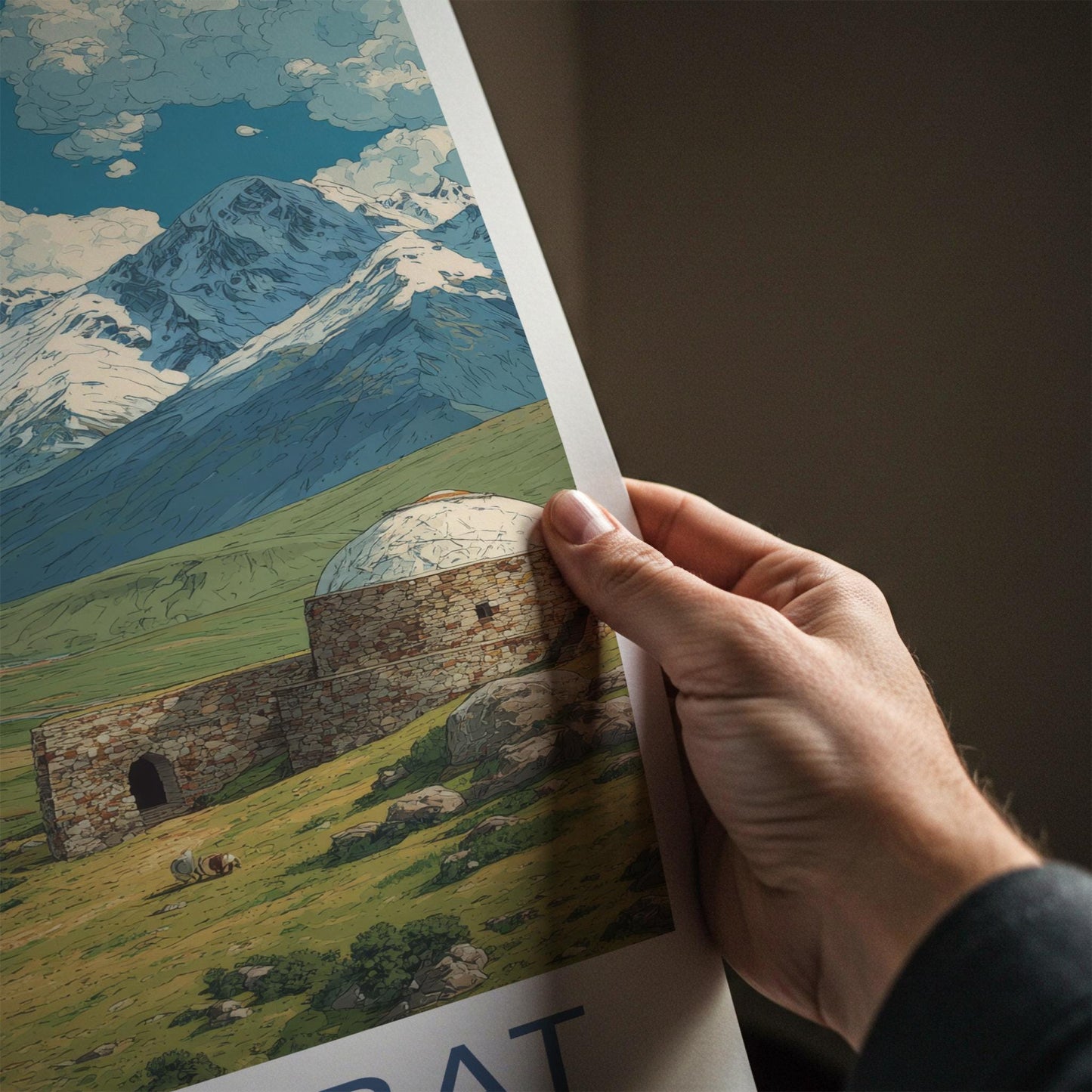 Tash Rabat Poster - Kyrgyzstan Travel Art - Stone Caravanserai Valley Home Decor