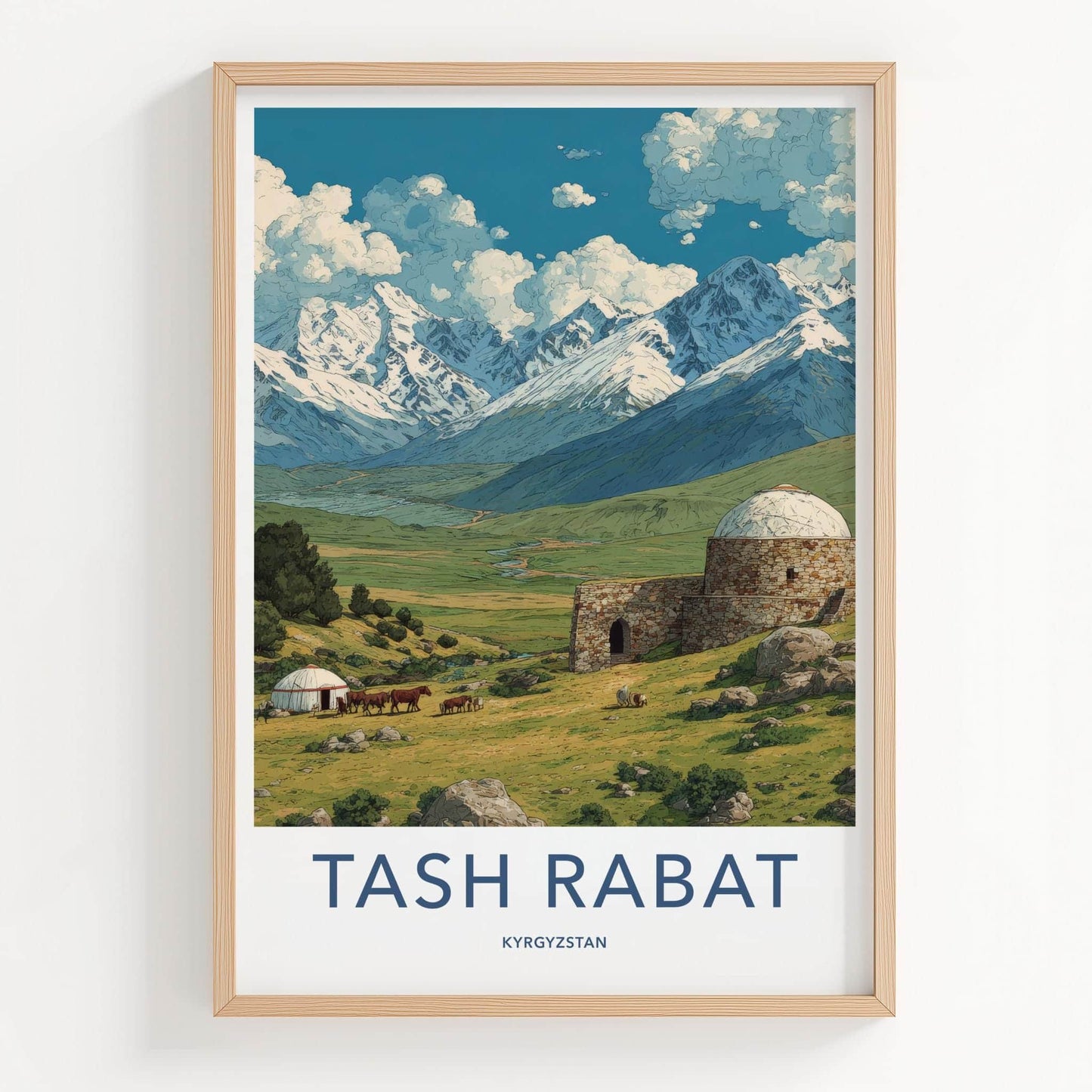 Tash Rabat Poster - Kyrgyzstan Travel Art - Stone Caravanserai Valley Home Decor