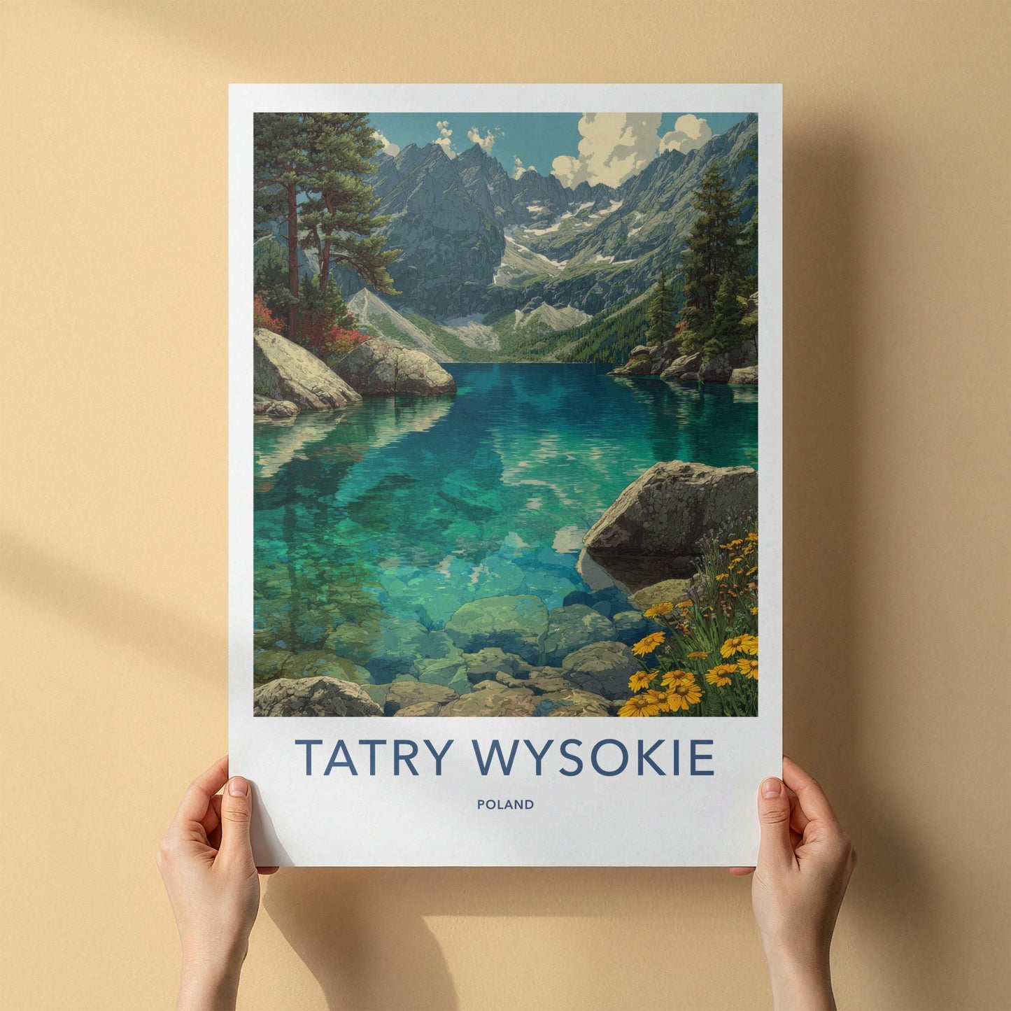 Tatry Wysokie Poster - Poland Travel Art - Clear Mountain Lake Home Decor