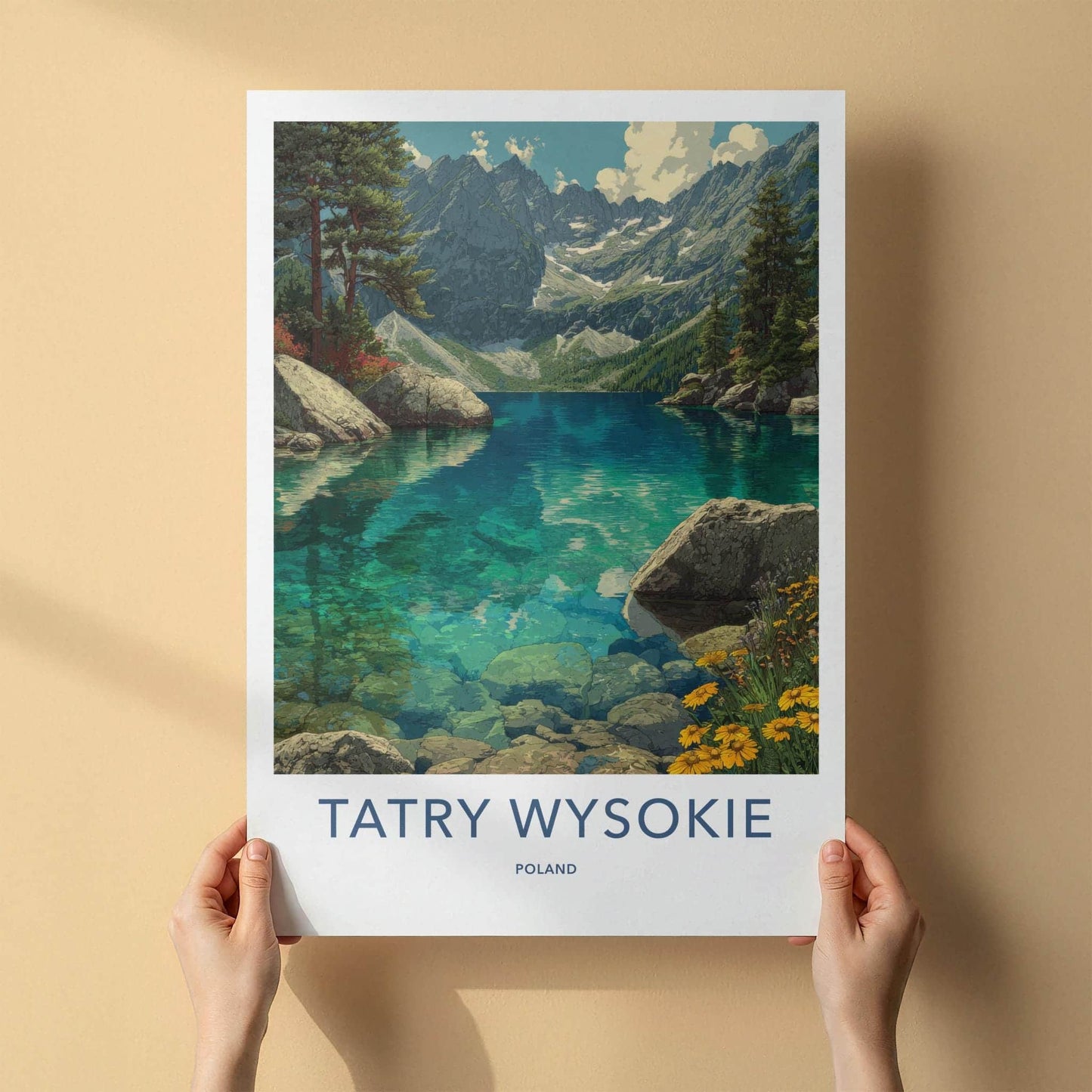 Tatry Wysokie Poster - Poland Travel Art - Clear Mountain Lake Home Decor