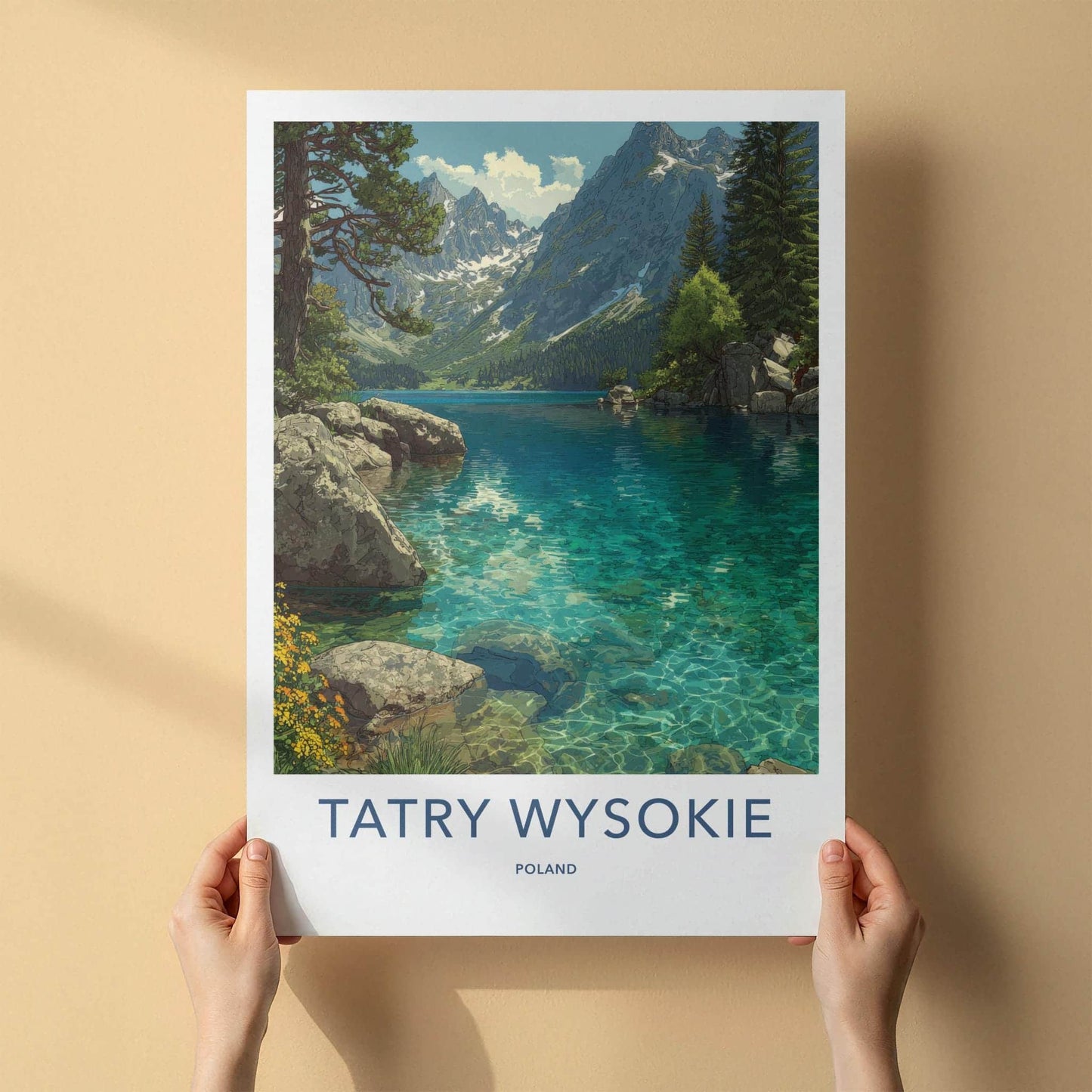 Tatry Wysokie Poster - Poland Travel Art - Turquoise Mountain Lake Home Decor