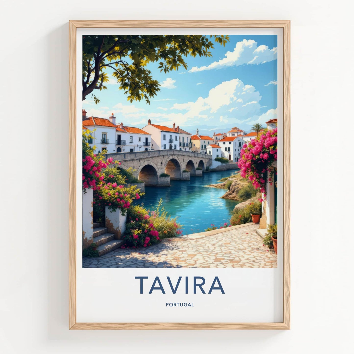 Tavira Poster - Portugal Art Print - Historic Stone Bridge Wall Decor