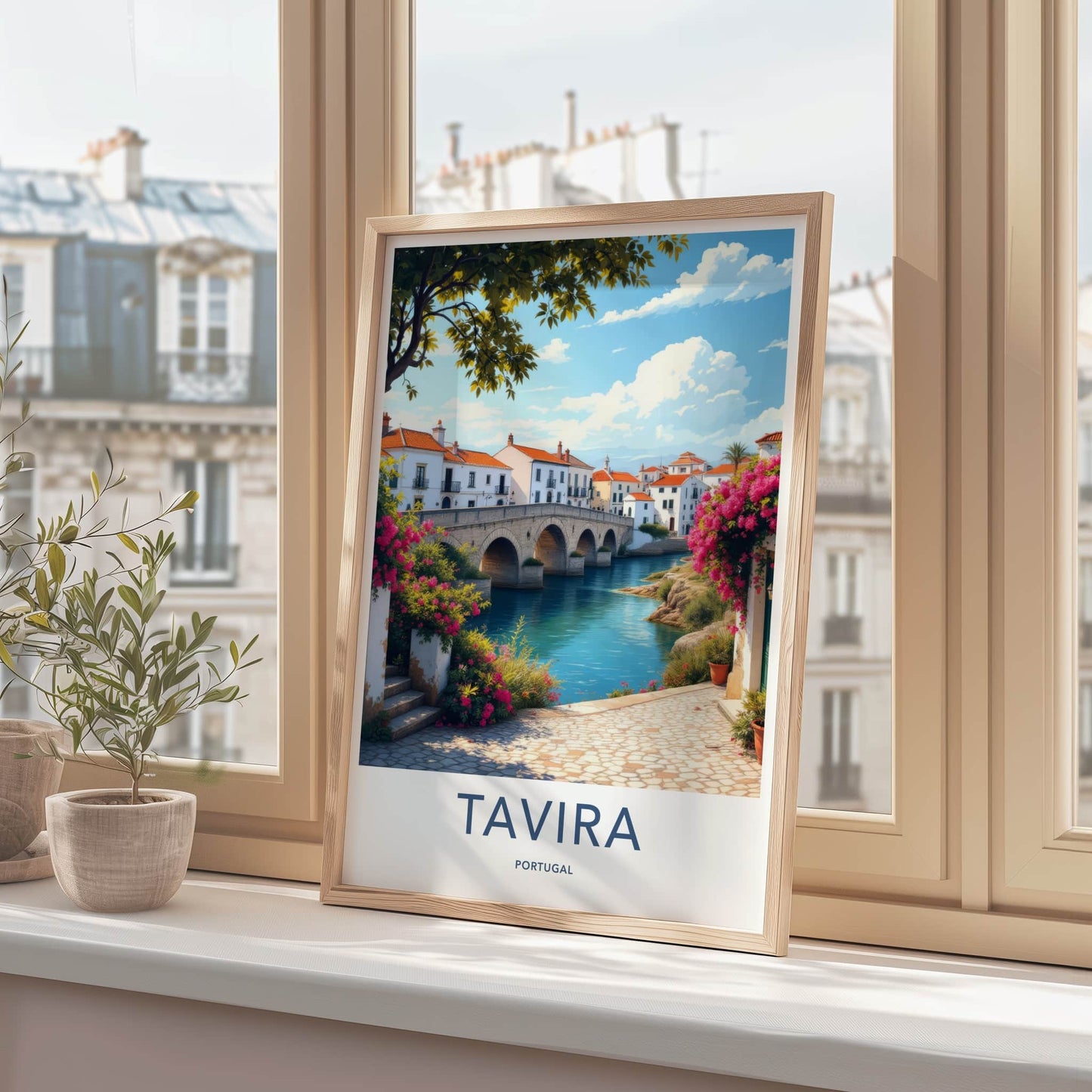 Tavira Poster - Portugal Art Print - Historic Stone Bridge Wall Decor