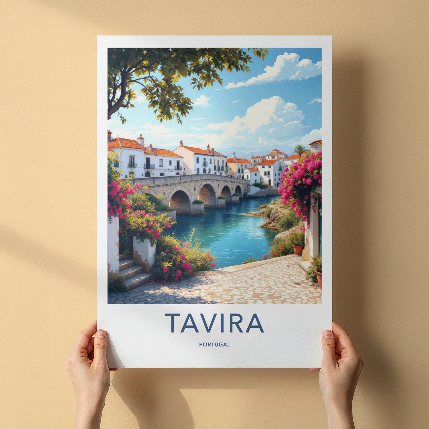 Tavira Poster - Portugal Art Print - Historic Stone Bridge Wall Decor