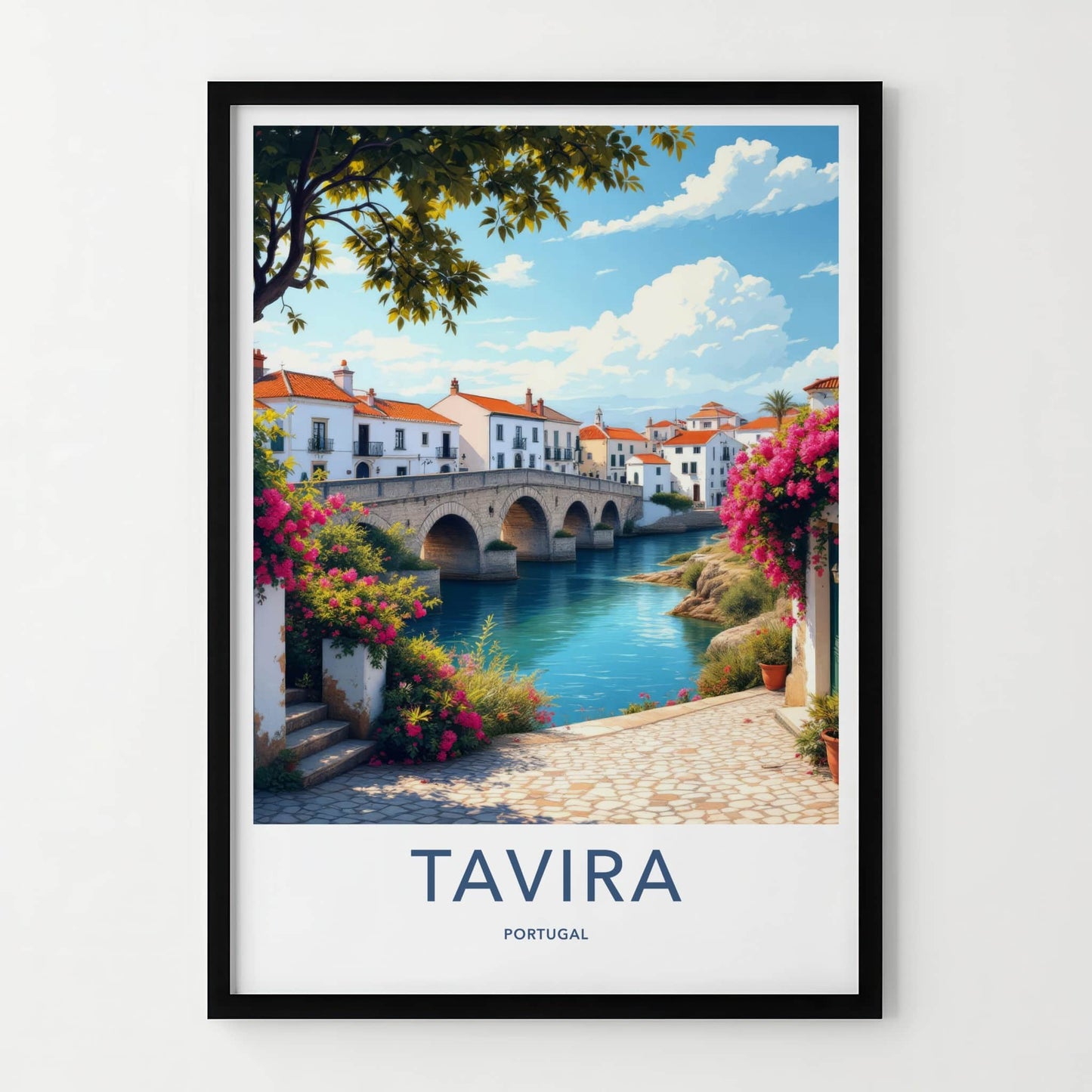 Tavira Poster - Portugal Art Print - Historic Stone Bridge Wall Decor