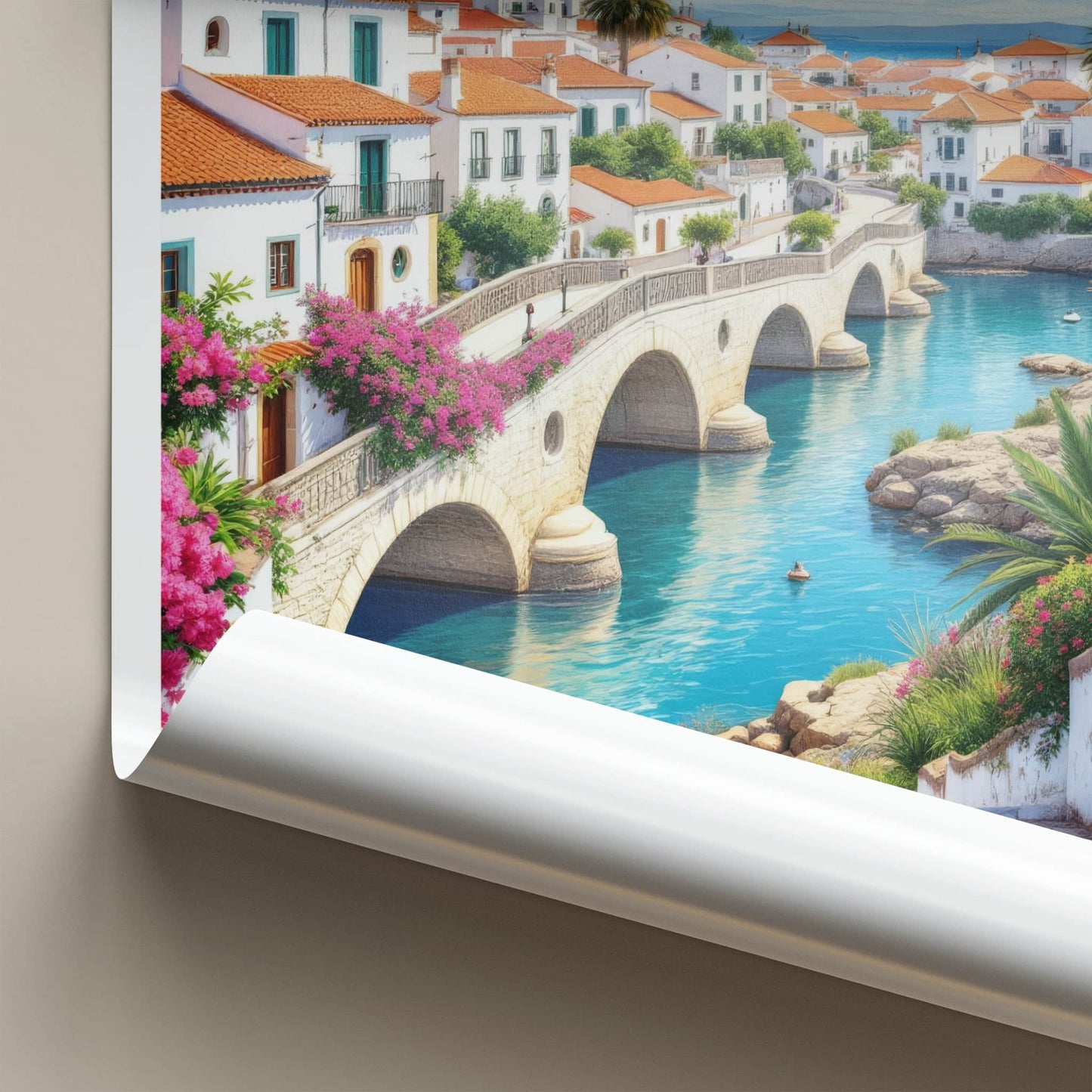 Tavira Poster - Portugal Travel Art - Arched Bridge Water Home Decor