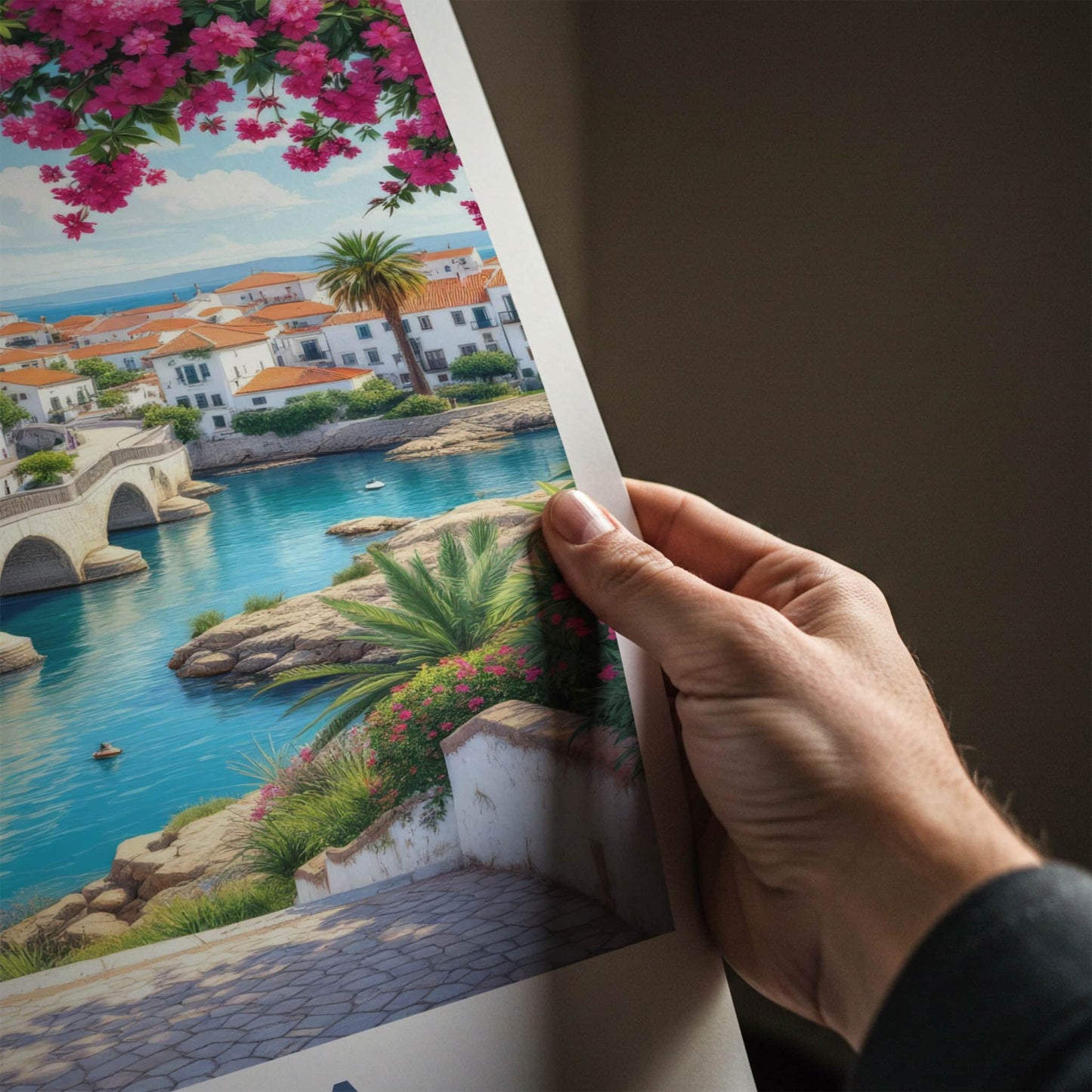Tavira Poster - Portugal Travel Art - Arched Bridge Water Home Decor