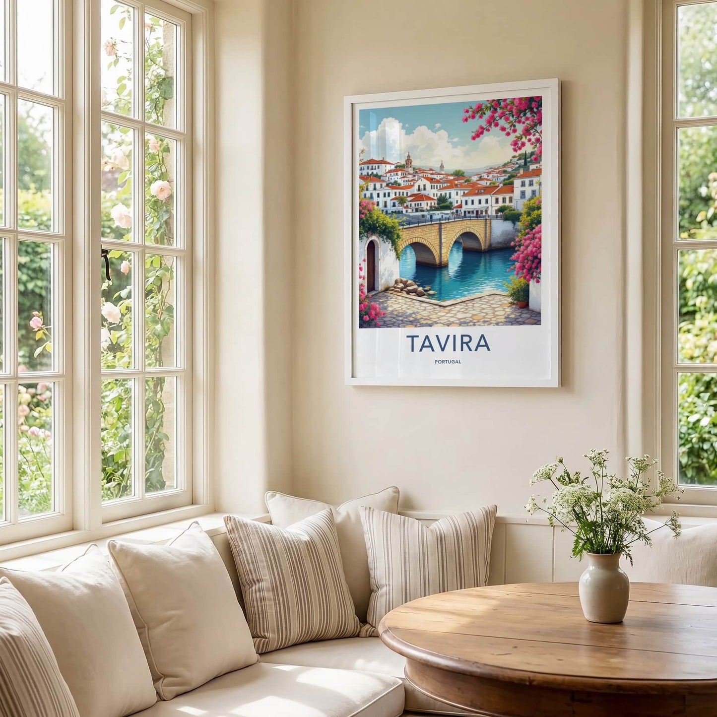 Tavira Poster - Portugal Travel Art - Historic Stone Bridge Home Decor