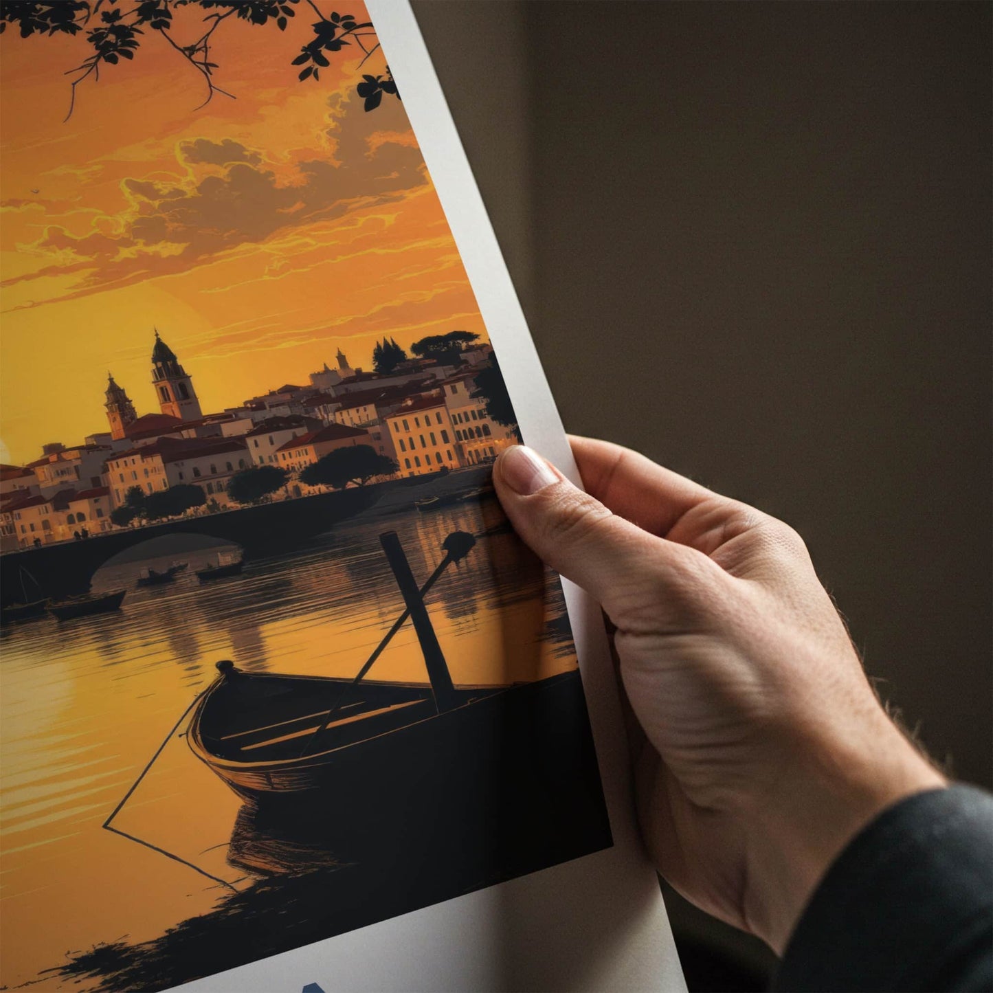 Tavira Poster - Portugal Travel Art - River Bridge Sunset Home Decor
