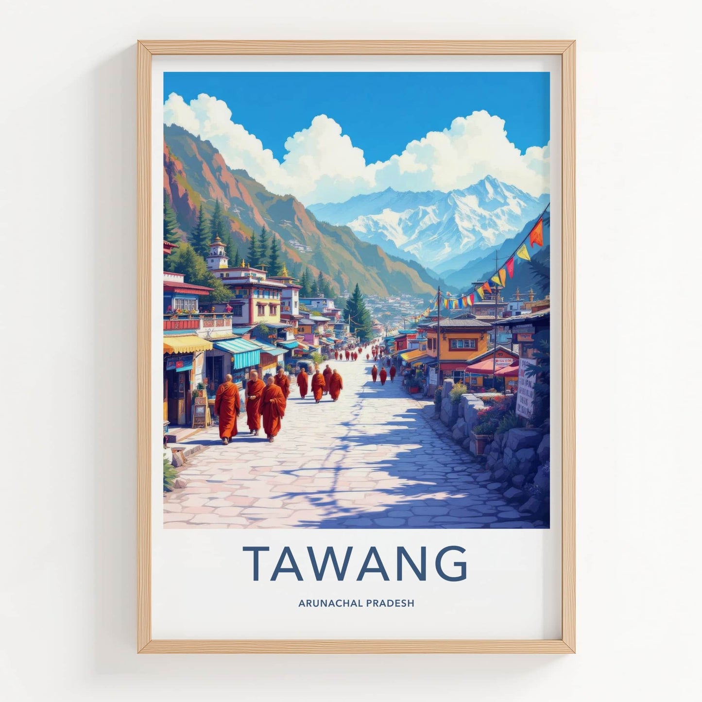 Tawang Poster - India Art Print - Arunachal Pradesh Monks Village Decor
