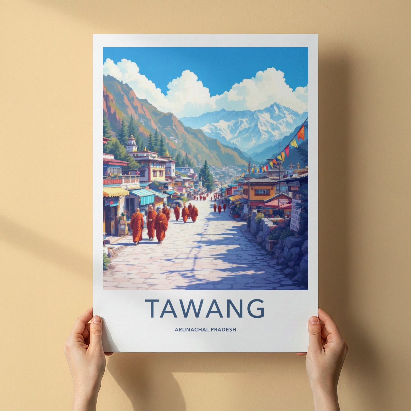 Tawang Poster - India Art Print - Arunachal Pradesh Monks Village Decor