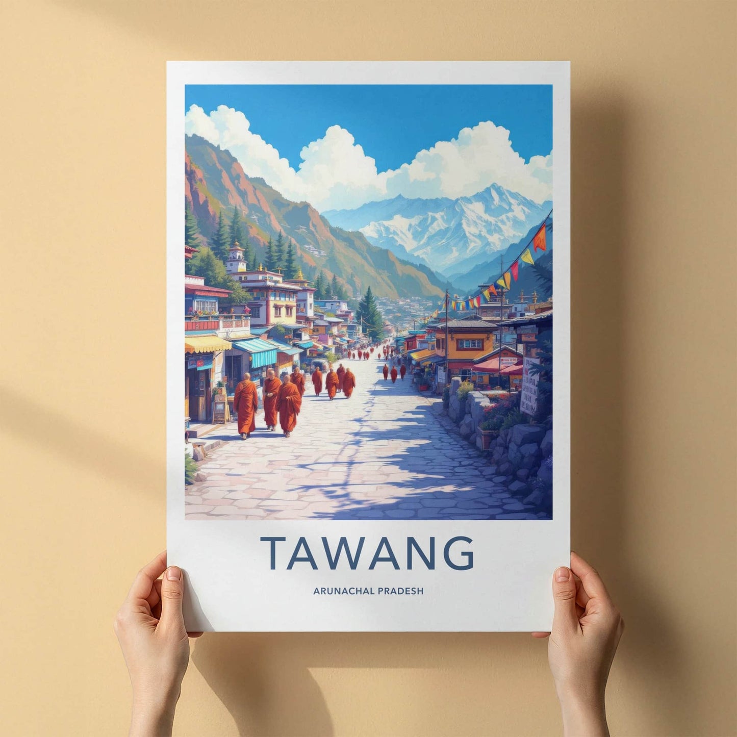 Tawang Poster - India Art Print - Arunachal Pradesh Monks Village Decor