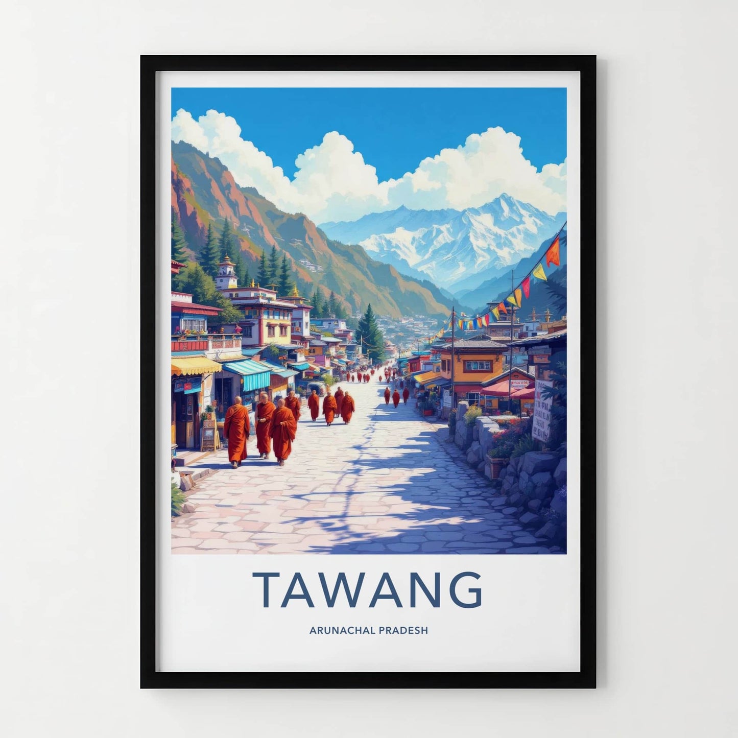 Tawang Poster - India Art Print - Arunachal Pradesh Monks Village Decor