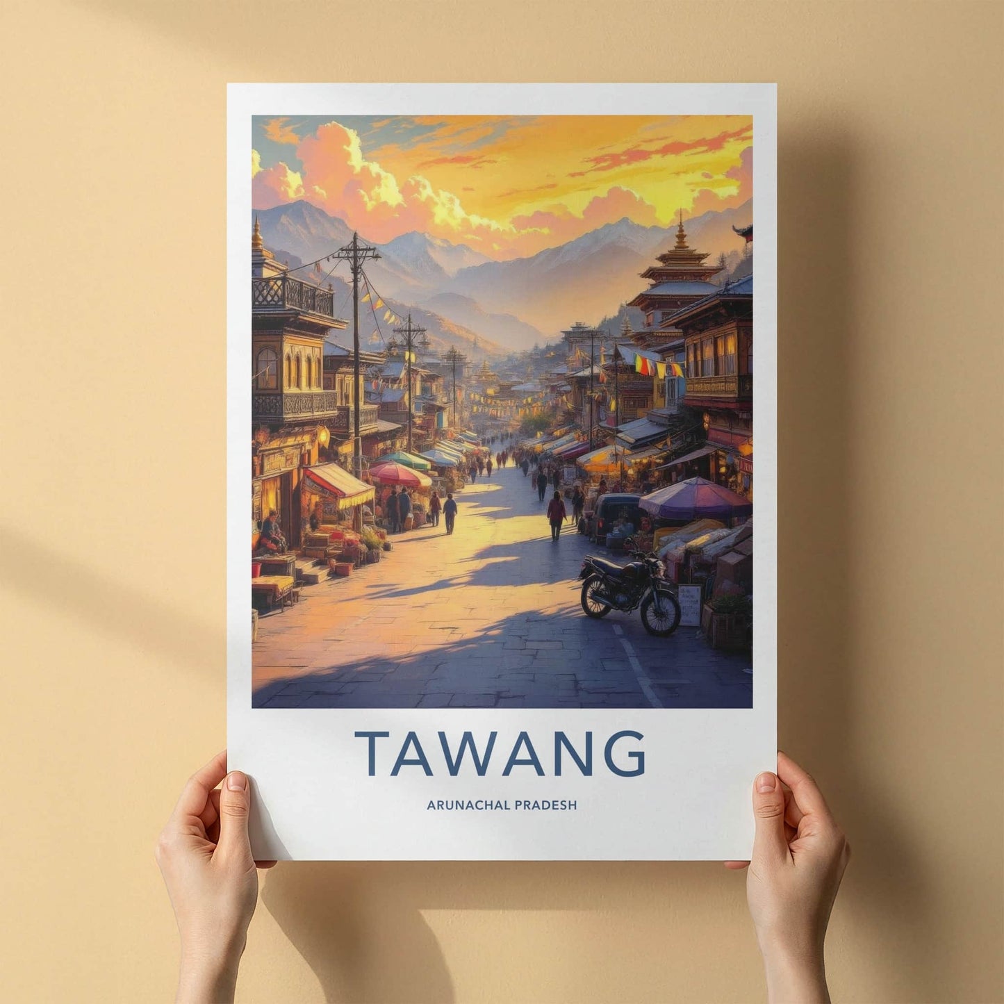 Tawang Poster - India Travel Art - Arunachal Pradesh Market Home Decor