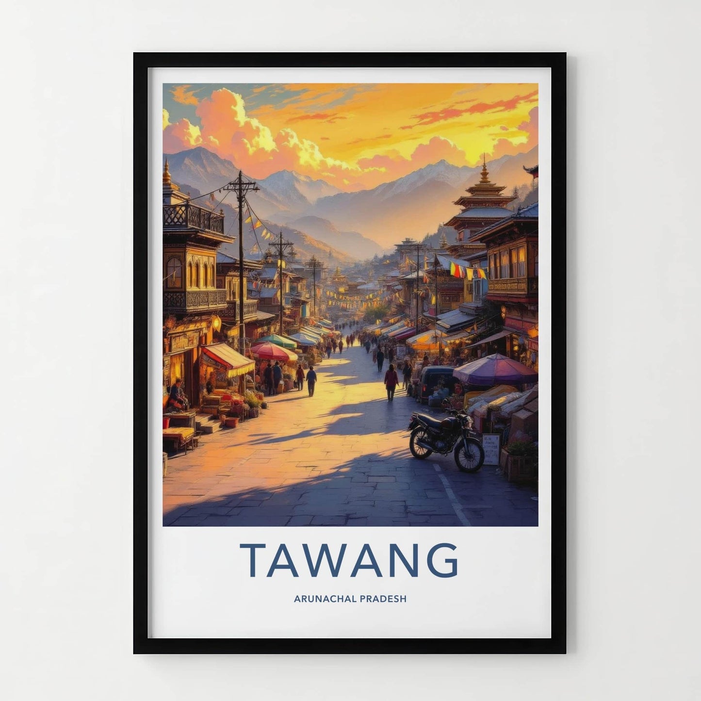 Tawang Poster - India Travel Art - Arunachal Pradesh Market Home Decor