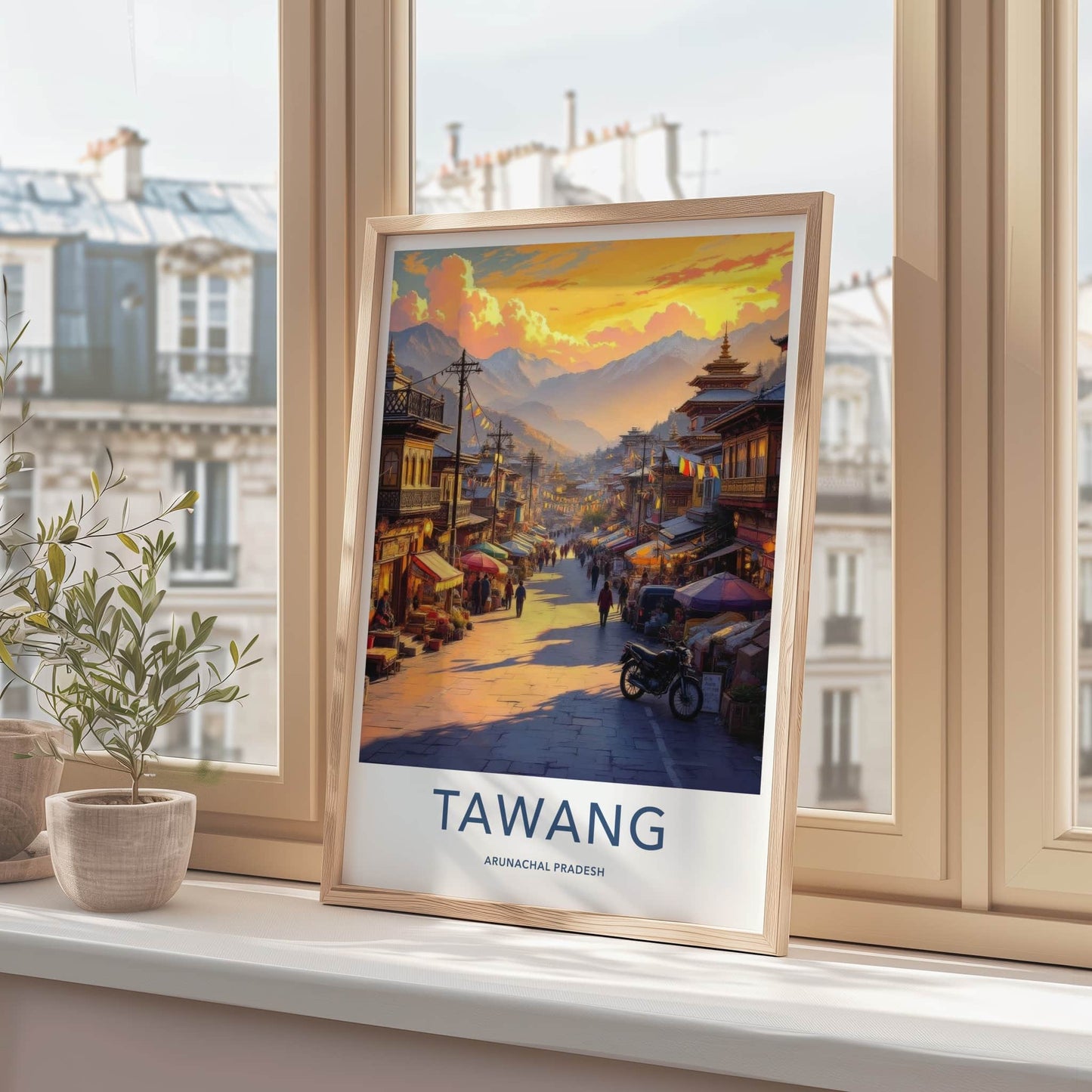 Tawang Poster - India Travel Art - Arunachal Pradesh Market Home Decor