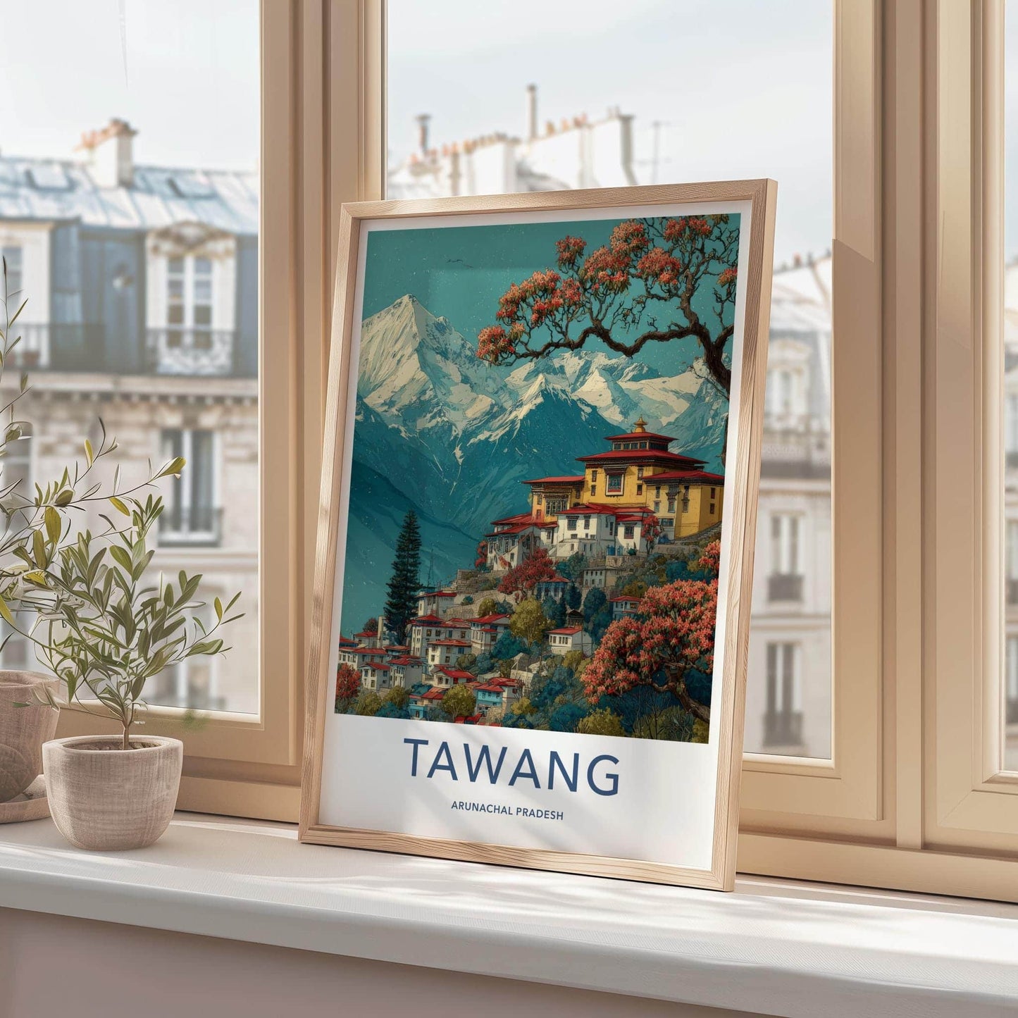 Tawang Poster - India Travel Art - Arunachal Pradesh Monastery Home Decor